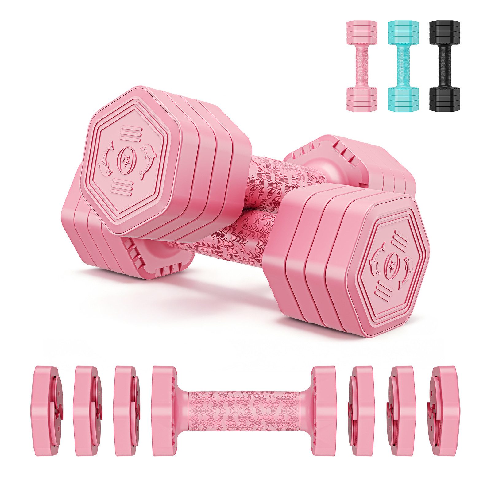 Dripex Hantel-Set Hanteln Set 2,5kgx2, 5kgx2 oder 7,5kgx2, Verstellbare 6 Hantelplatten