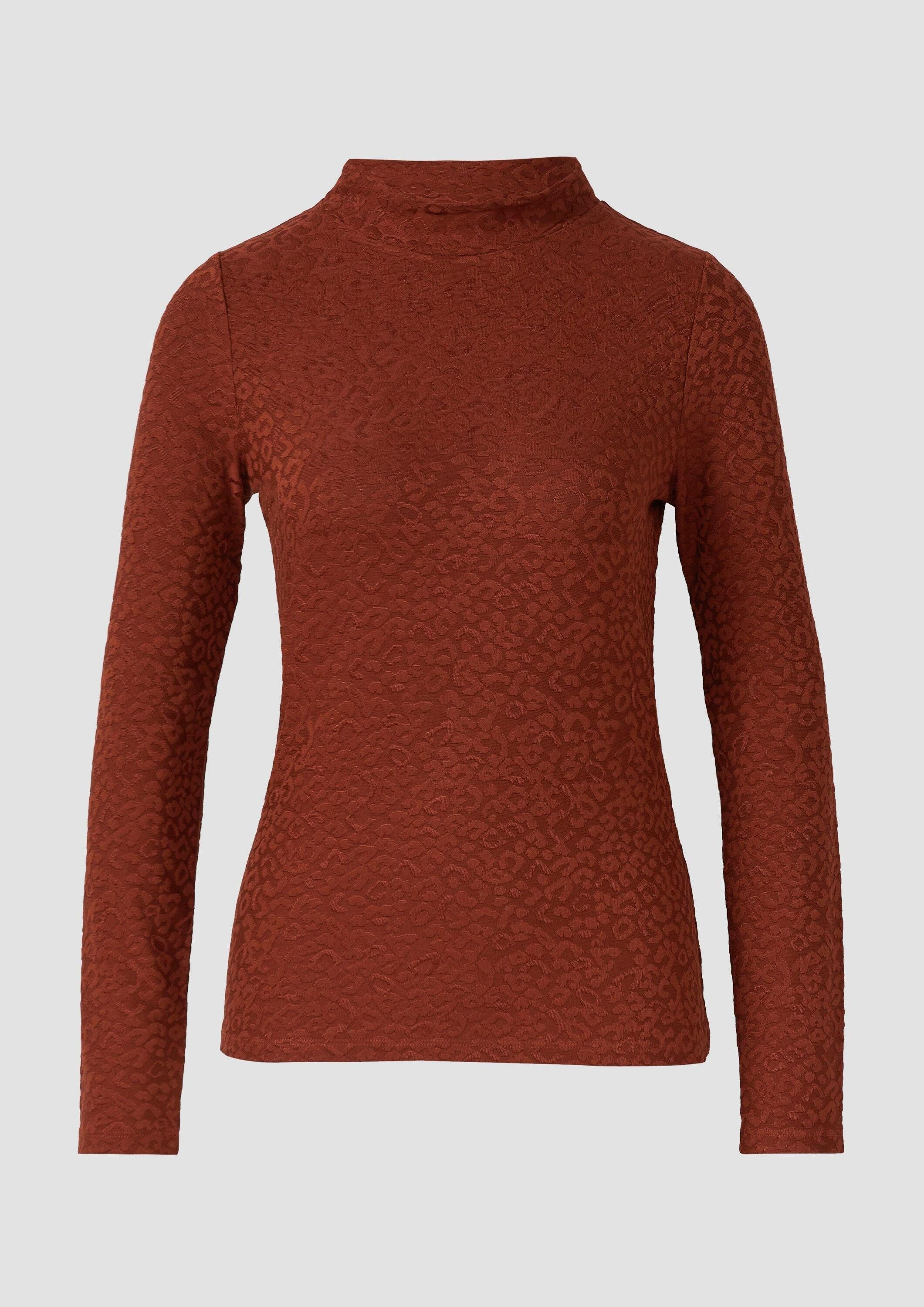 s.Oliver Langarmshirt T-Shirt Leicht glänzendes Jacquard-Shirt