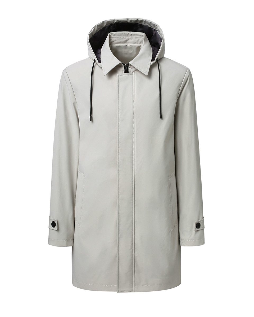 Allthemen Trenchcoat Herren vielseitiger Trenchcoat im unifarben mit Reverskragen