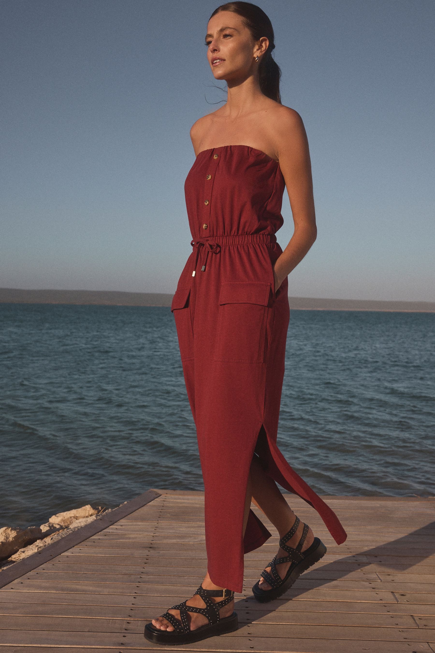Next Bandeaukleid Bandeau-Jerseykleid im Utility-Stil (1-tlg)