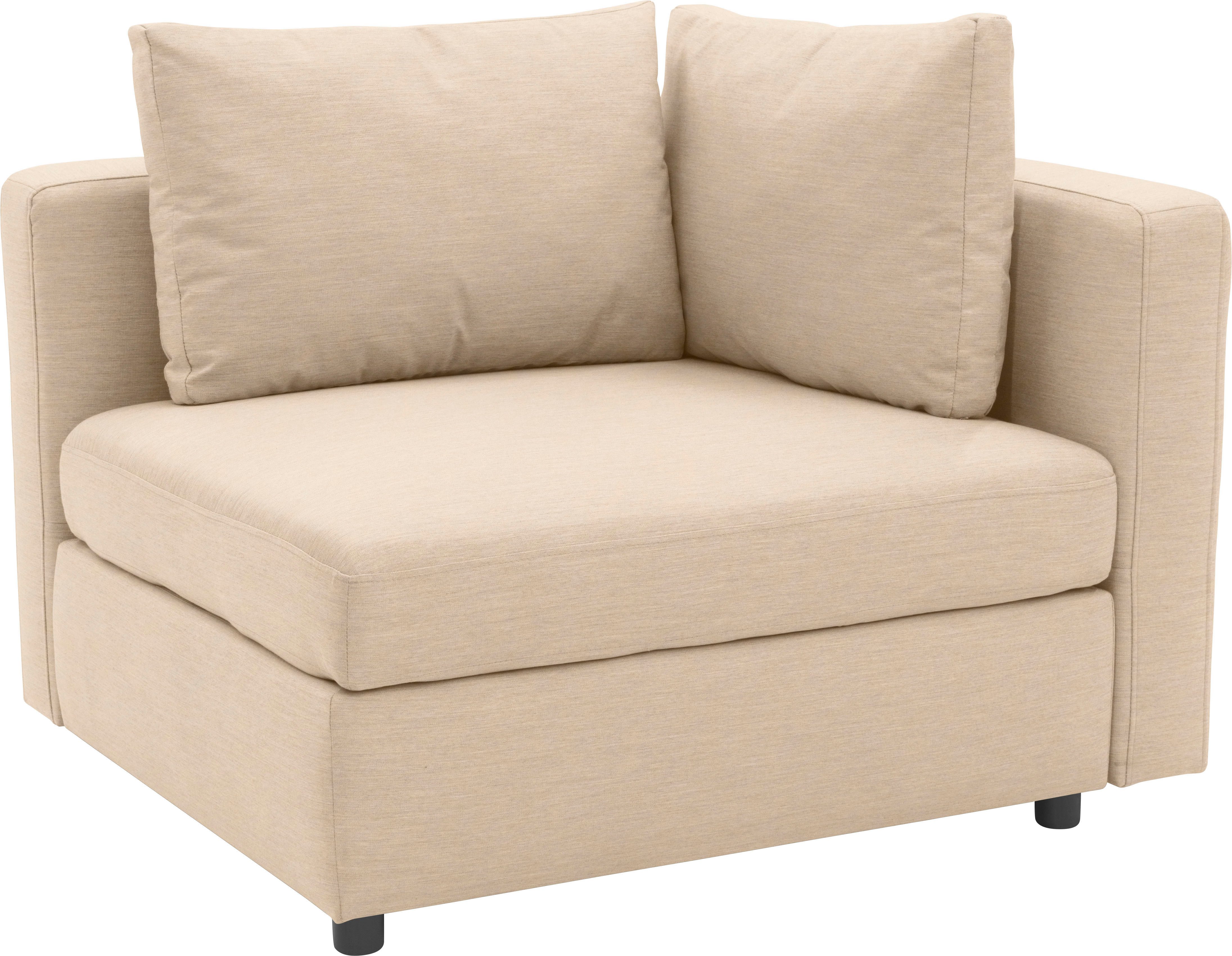 DOMO collection Sofa-Eckelement Solskin, individuell erweiterbar/kombinierbar, mit losen Kissen. Rücken- und Seitenteile als Stecksystem.