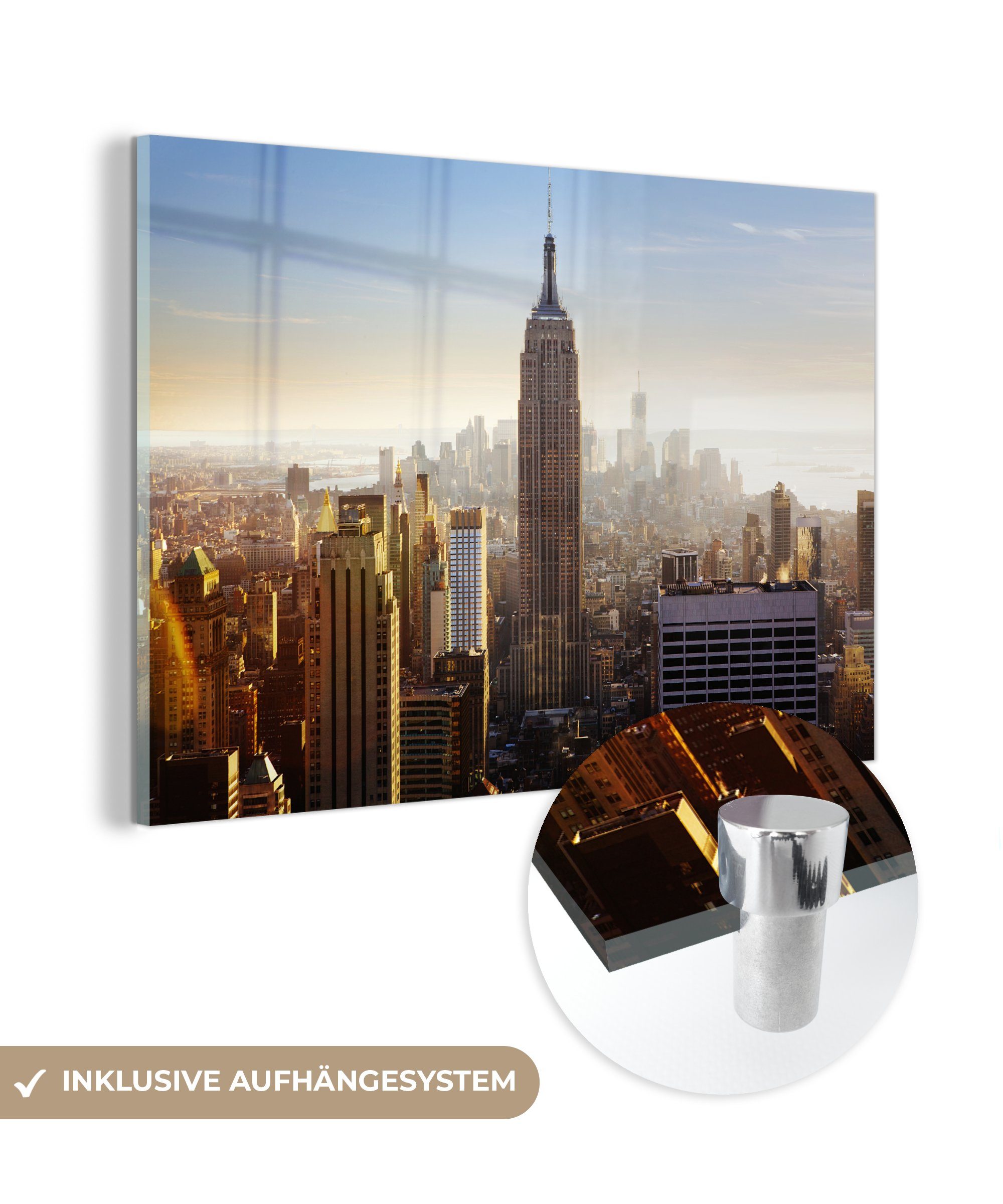 MuchoWow Acrylglasbild New York - Architektur - Himmel, (1 St), Acrylglasbilder Wohnzimmer & Schlafzimmer