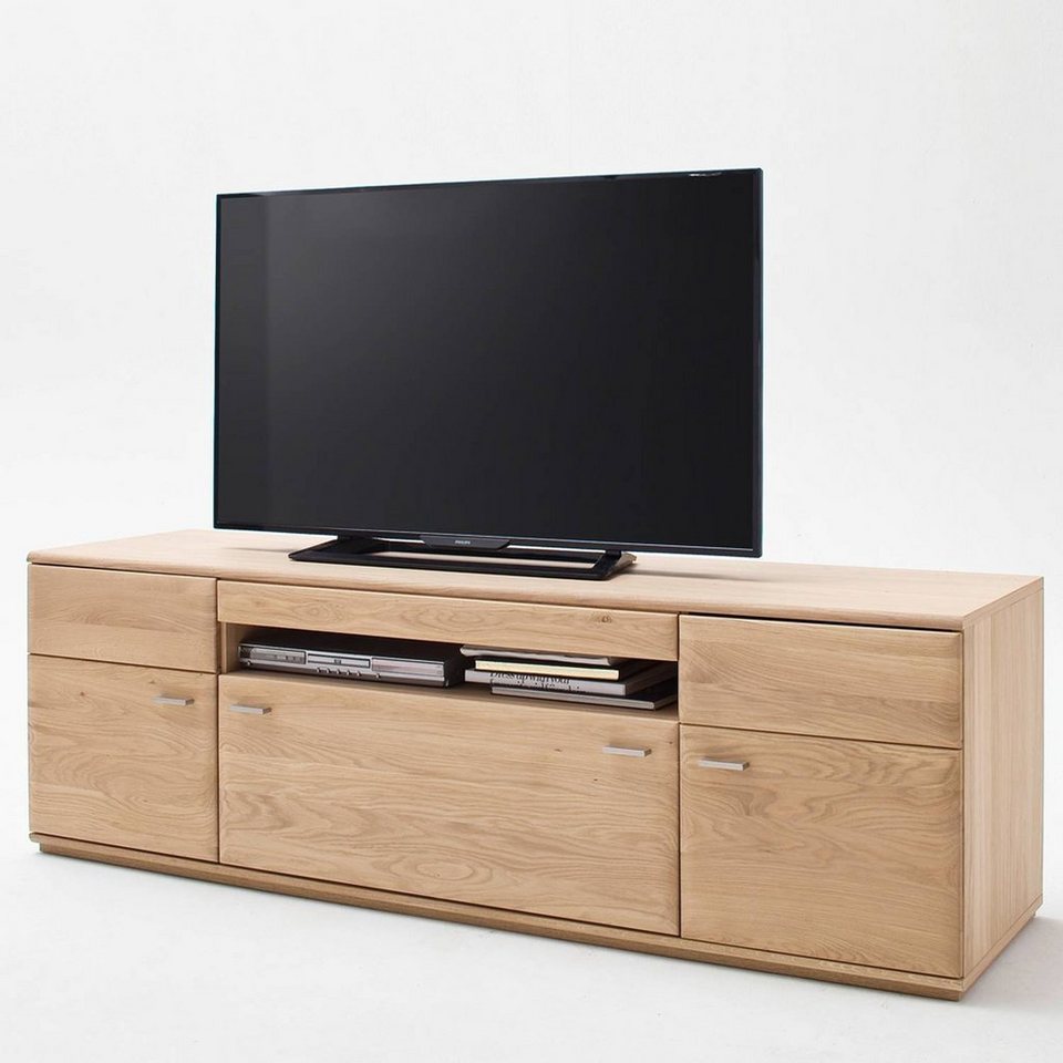 Lomadox Lowboard »BADALONA05«, Modernes Wohnzimmer TV in Eiche Bianco