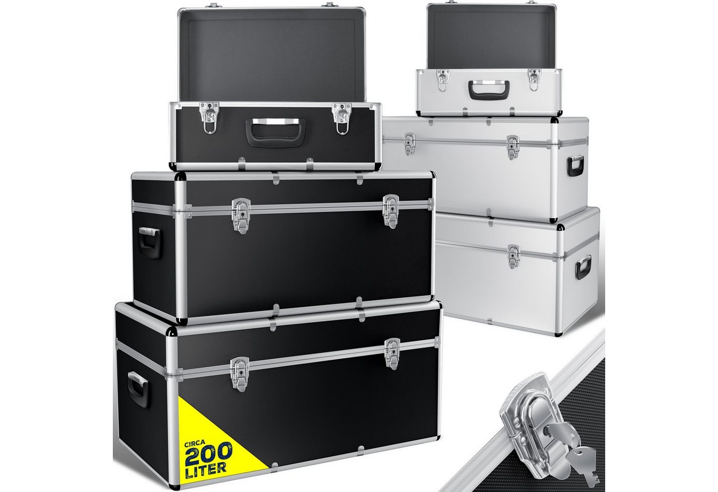 MASKO Stapelbox, 3er SET Alu Boxen Alubox Alukiste Transportbox Werkzeugkiste