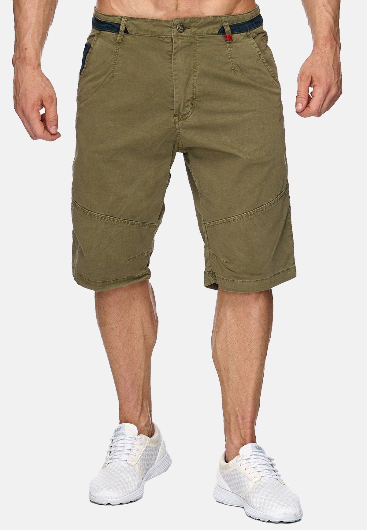 Max Men Chinoshorts Bermuda Shorts Capri 3/4 Hose Stretch (1-tlg) 1930 in Grün