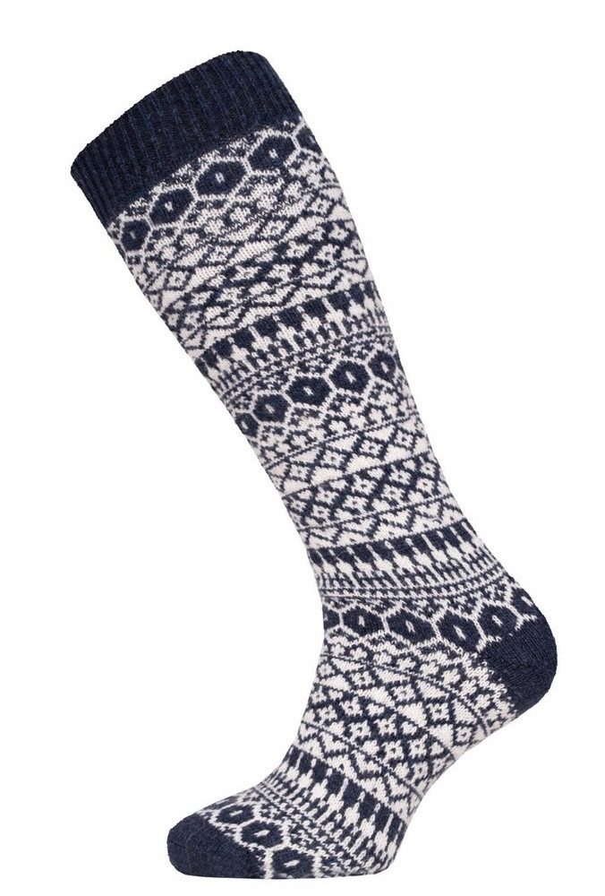 HomeOfSocks Kniestrümpfe Skandinavisch Norwegen (Lammwolle) navyblau - 1 Paar