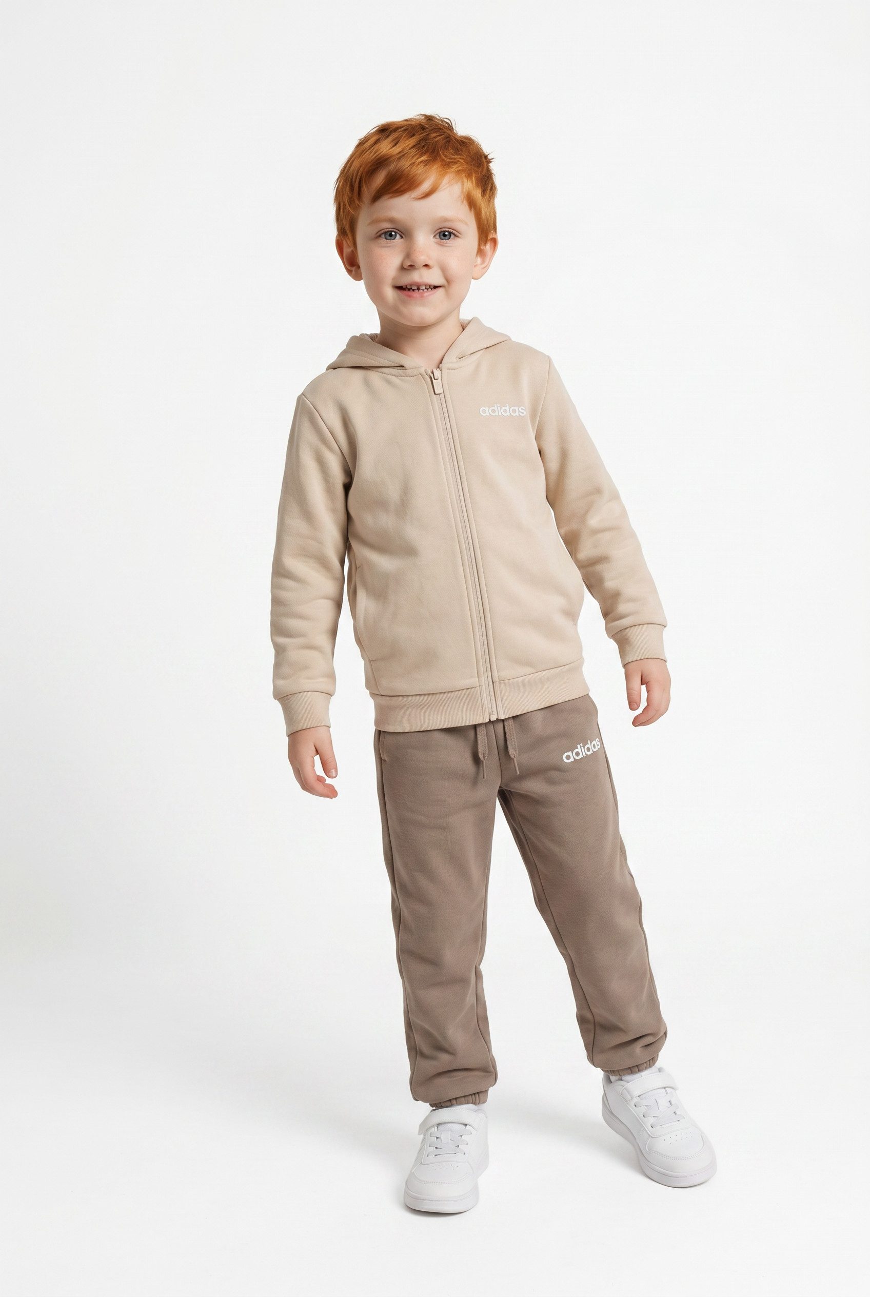 adidas Sportswear Trainingsanzug ESSENTIALS KINDER (2-tlg), zweiteilig, aus Baumwolle und Polyester, weiches French Terry