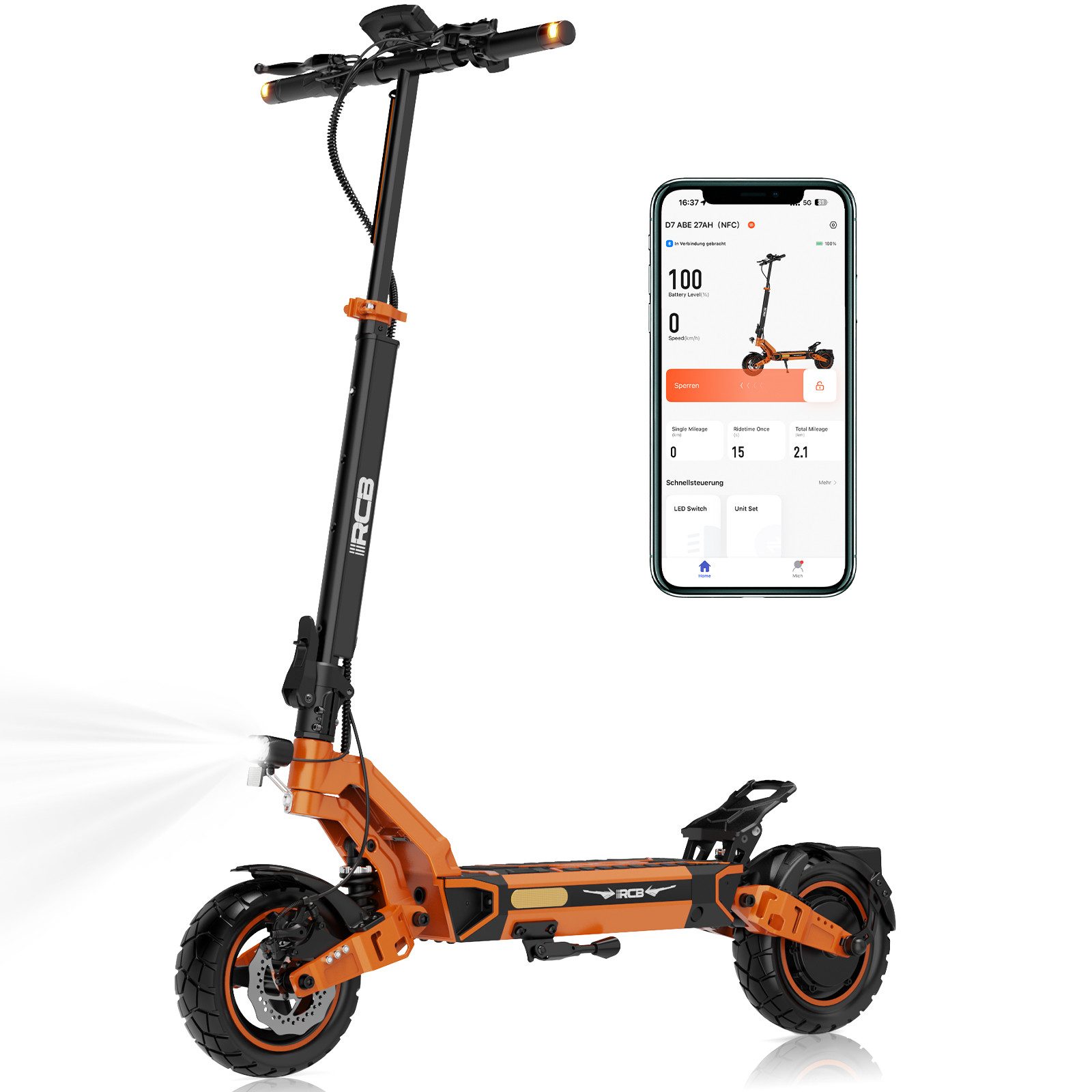 E-Scooter D7/D7 PRO ABE (Premium Version), NFC/Blinker/APP, 90-120KM Reichweite