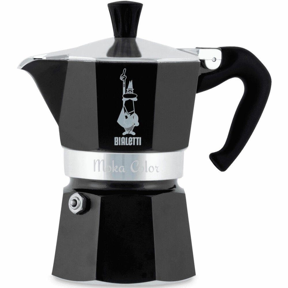 BIALETTI Espressokocher Express 1 Tasse Schwarz für Moka Color
