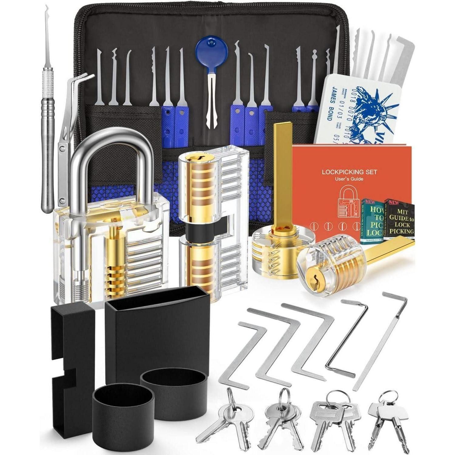 LuxusKollektion Multitool Lockpicking Set Dietrich Handbuch Schlösser Anfänger 2024 38+4 Stück