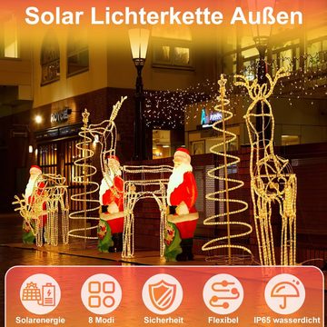 Randaco LED-Lichterschlauch LED Solarleuchte 20m LED Solar Lichterkette Solarleuchten,warmweiß