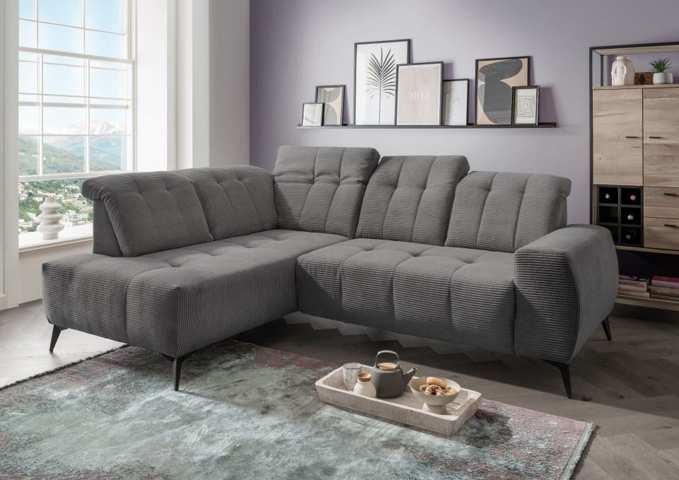 Myhomelando Ecksofa Summer Cord, mit Elektrofunktion, verstellbare Kopflehnen