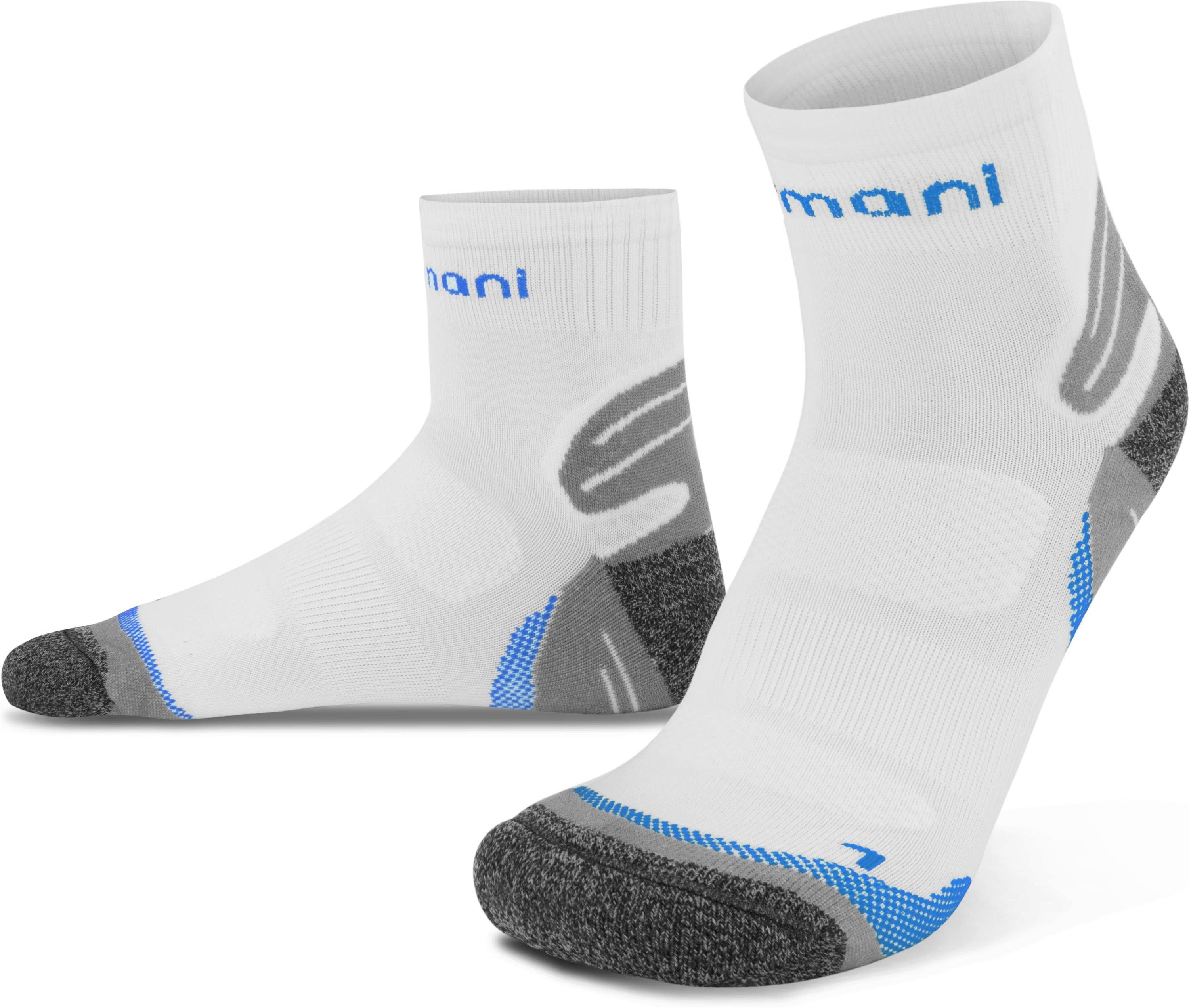 Aktivbund (3 normani Laufsocken Schaft Weiß/Blau elastischem kurzer Paar) mit