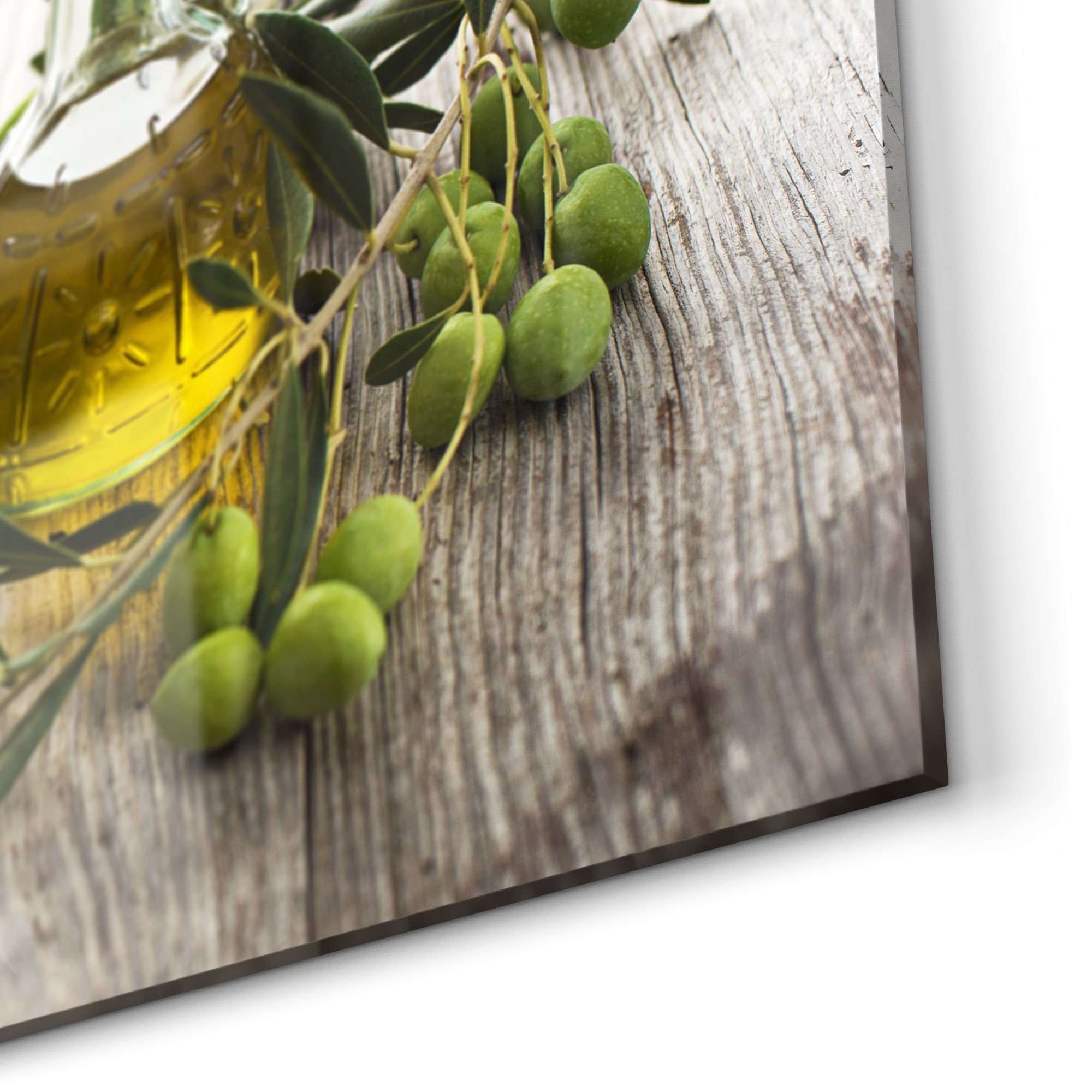 DEQORI Küchenrückwand 'Olivenöl mit Olivenzweig', Glas Spritzschutz Badrückwand Herdblende – Bild 5 von 5