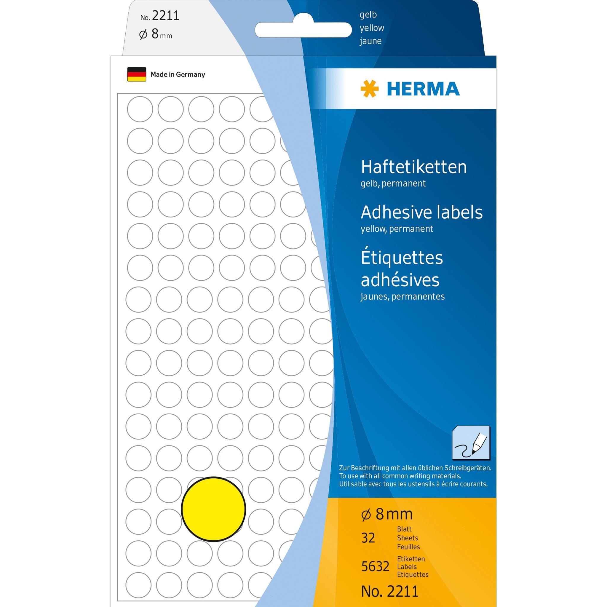 HERMA Moderationskoffer Herma Farbpunkte permanent haftend Ø 8 mm gelb 5632 Etik.