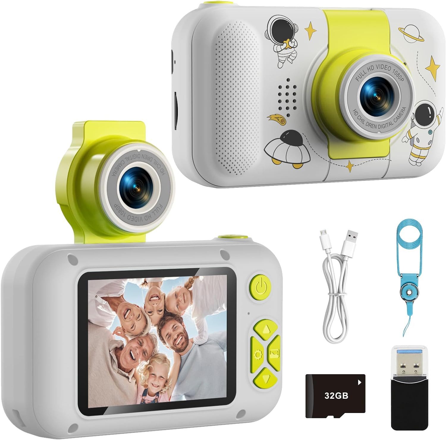arnssien für Kinder, Video-Selfie Kinderkamera (40 MP, 1x opt. Zoom, mit 32GB TF-Karte Digital Weihnachten Geburtstagsgeschenke)