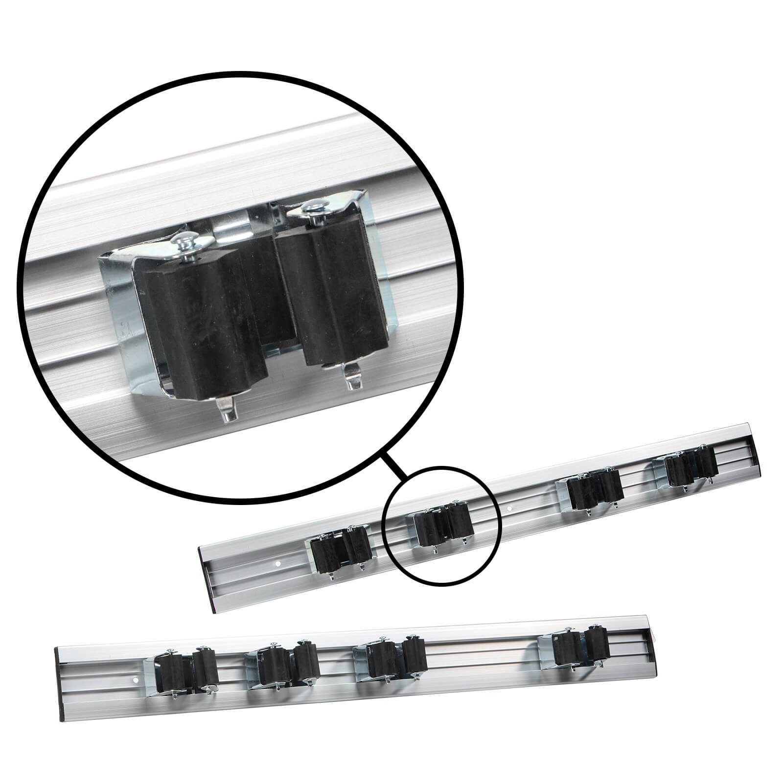 Work plus Wandhalterung 2x Gartengeräte Werkzeugleiste Wandhalter Besenhalter Schiene, (2-tlg., 2er Set Wand Klemmleiste für Rundstiele)