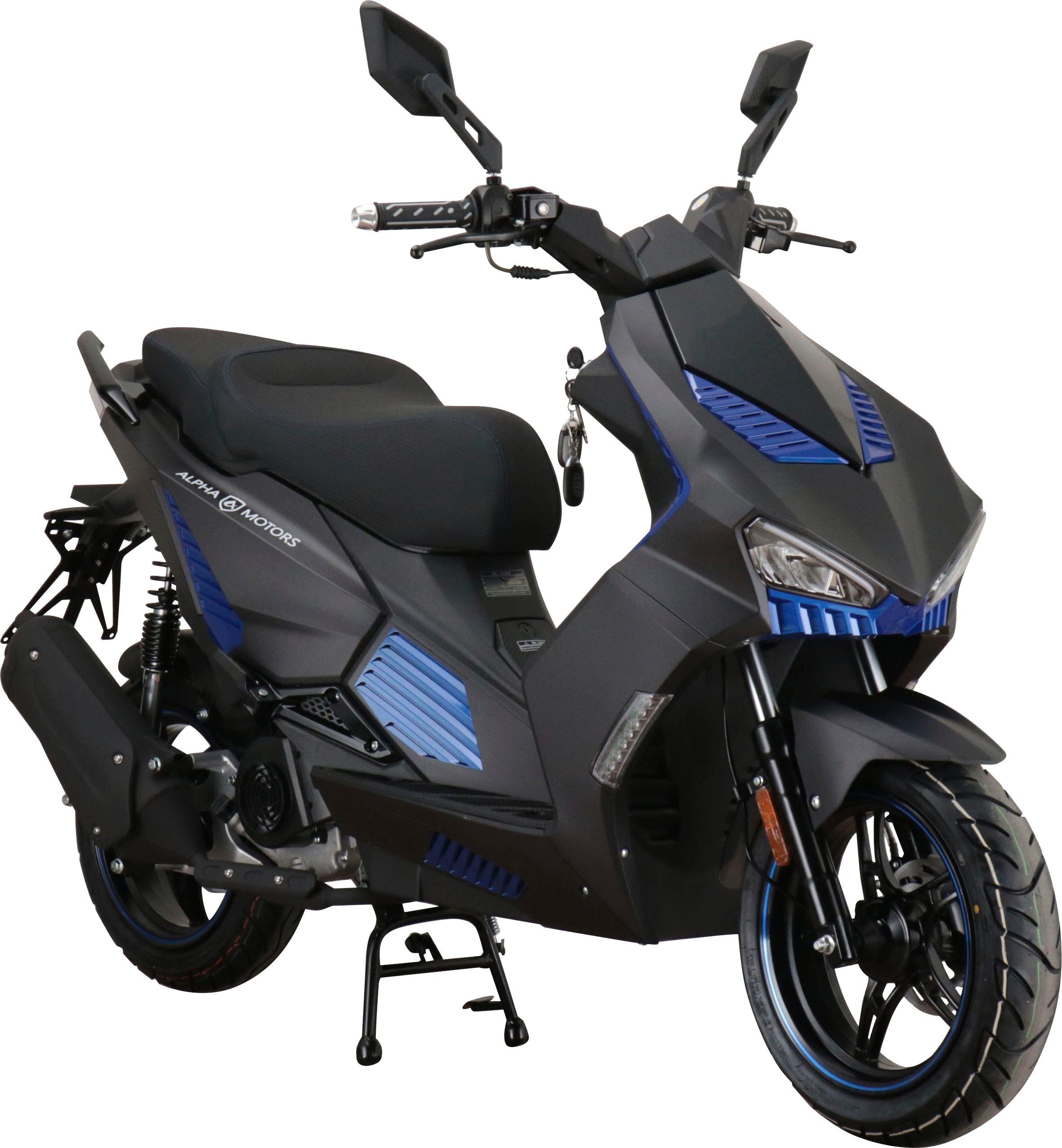 Alpha Motors Motorroller SHARK, 50 ccm, 45 km/h, Euro 5, mit Keyless-System schwarz