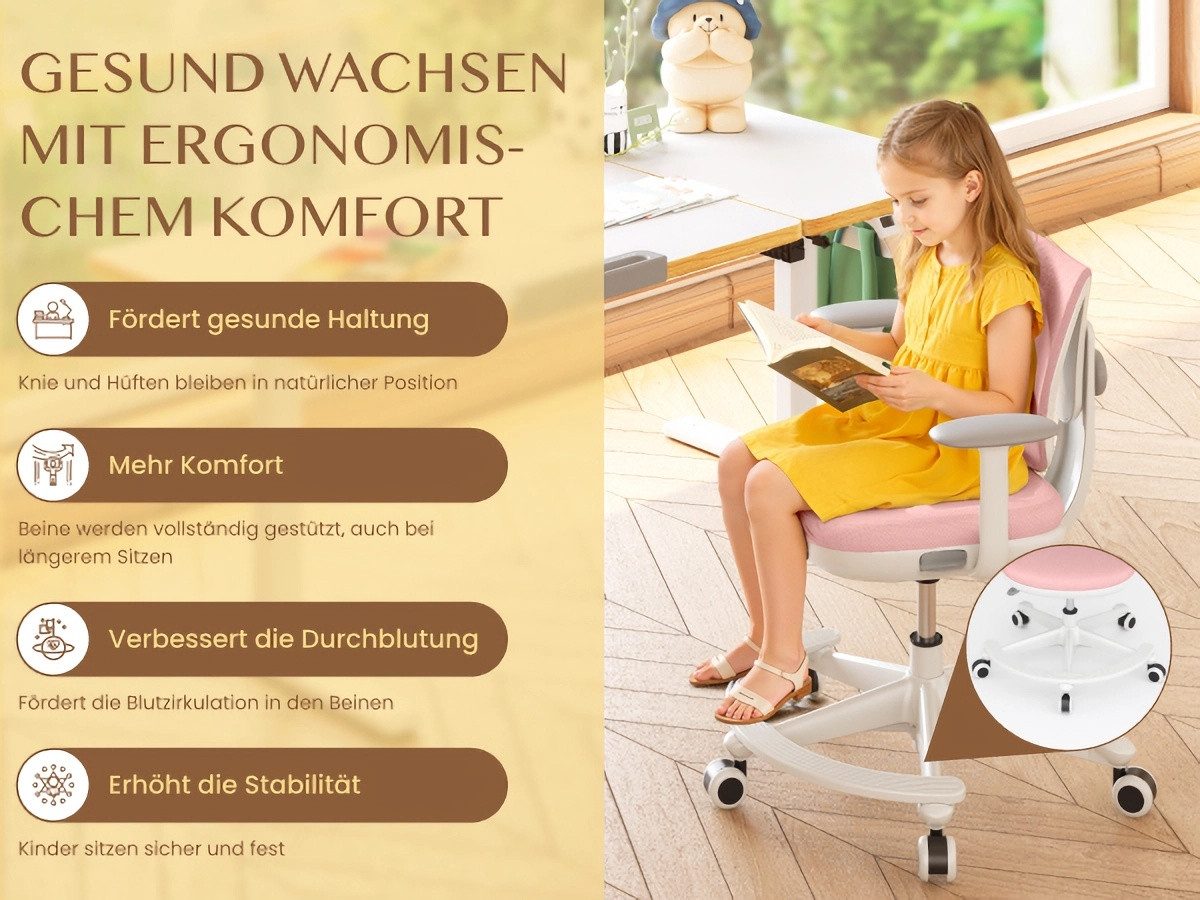FLEXISPOT Schreibtisch Kinderschreibtisch Höhenverstellbar (16mm Abgerundete Tischecken, LED-Display & 3 Speichertaste), MIT 2xHaken& 1xBecherhalter, Kindertisc – Bild 5 von 5