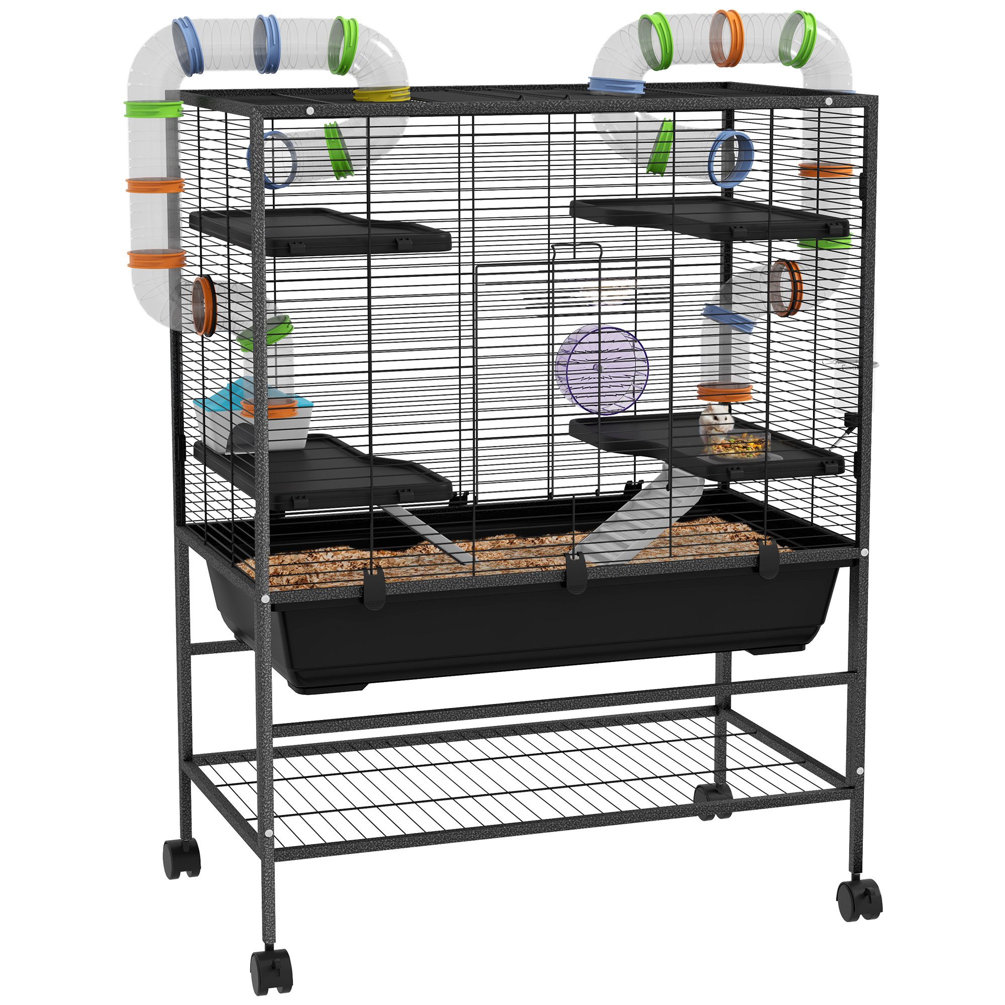 Kleintierkäfig Hamsterkäfig Nagerkäfig mit Rädern, Röhren, Ablagefläche, Rampen