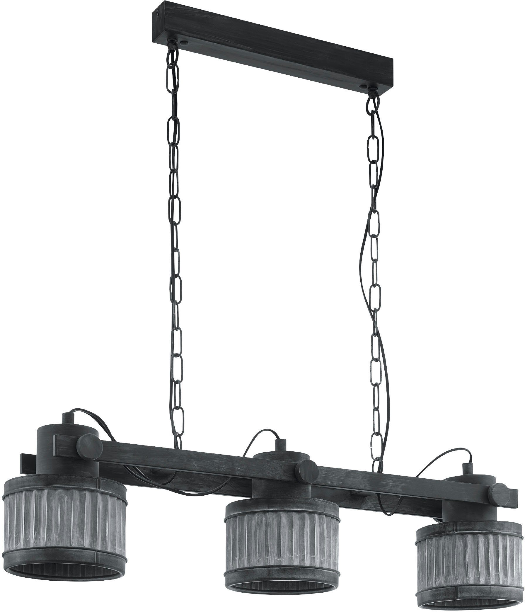 EGLO Hängeleuchte TURROCK, Leuchtmittel wechselbar, ohne Leuchtmittel, Hängeleuchte in grau und schwarz aus Stahl - exkl. E27 - 28W | Pendelleuchten