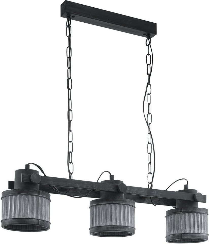 EGLO Hängeleuchte TURROCK, Leuchtmittel wechselbar, ohne Leuchtmittel,  Hängeleuchte in grau und schwarz aus Stahl - exkl. E27 - 28W