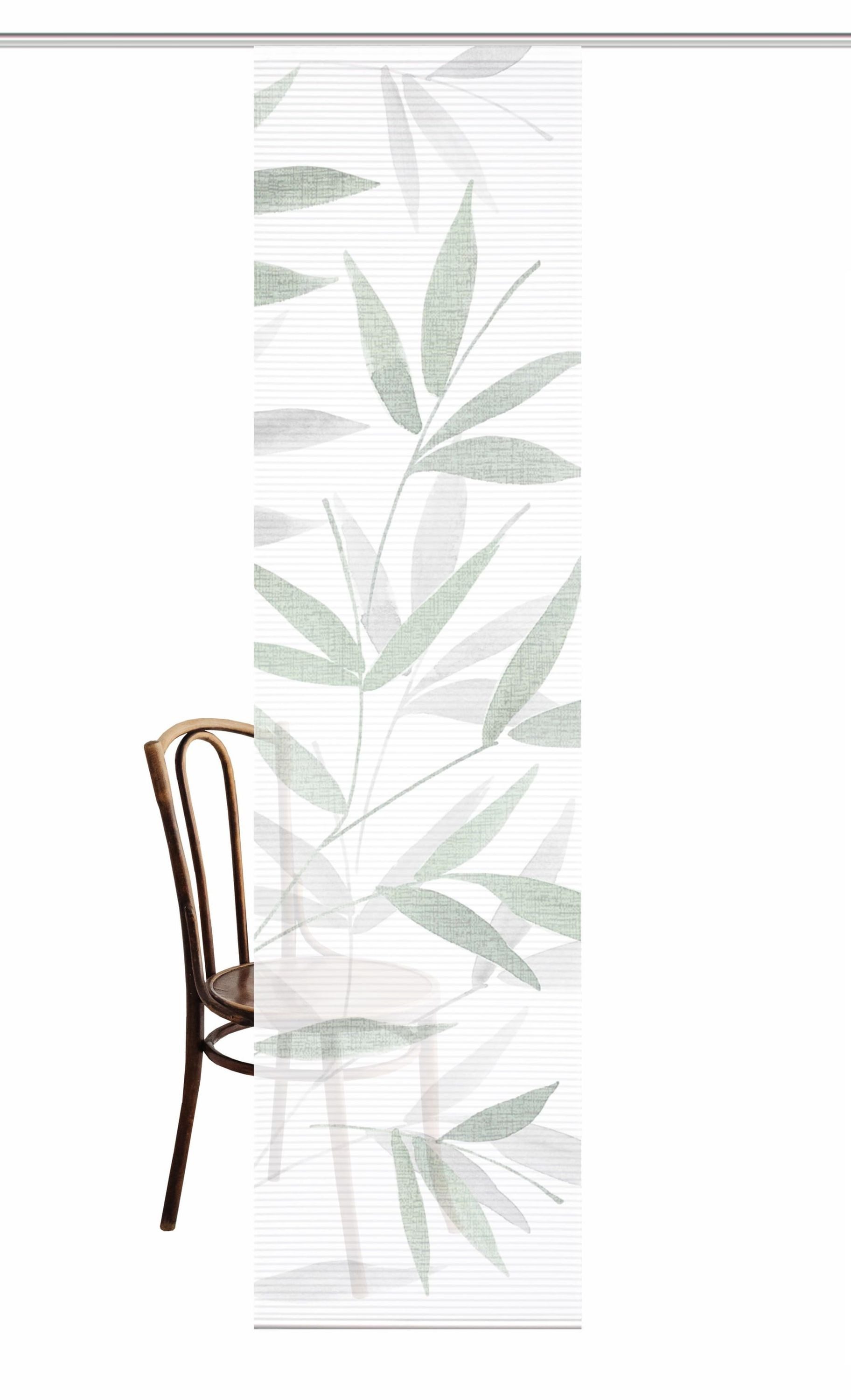 HOME WOHNIDEEN Schiebegardine HOME in green RANDOW Schiebegardine recyceltes Polyester, 245x60 cm (1 St), Paneelwagen, halbtransparent, Polyester (recycelt) Polyester