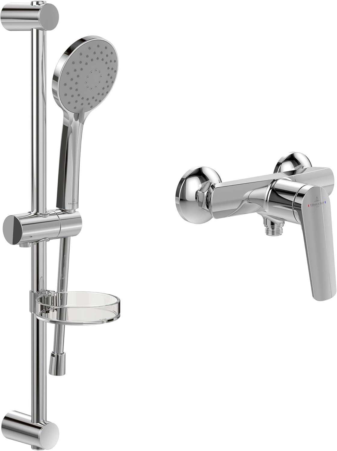 Villeroy & Boch Duscharmatur Oasis Duschset Armatur, Handbrause, Schlauch, Duschstange, Handbrausehalter, Chrom