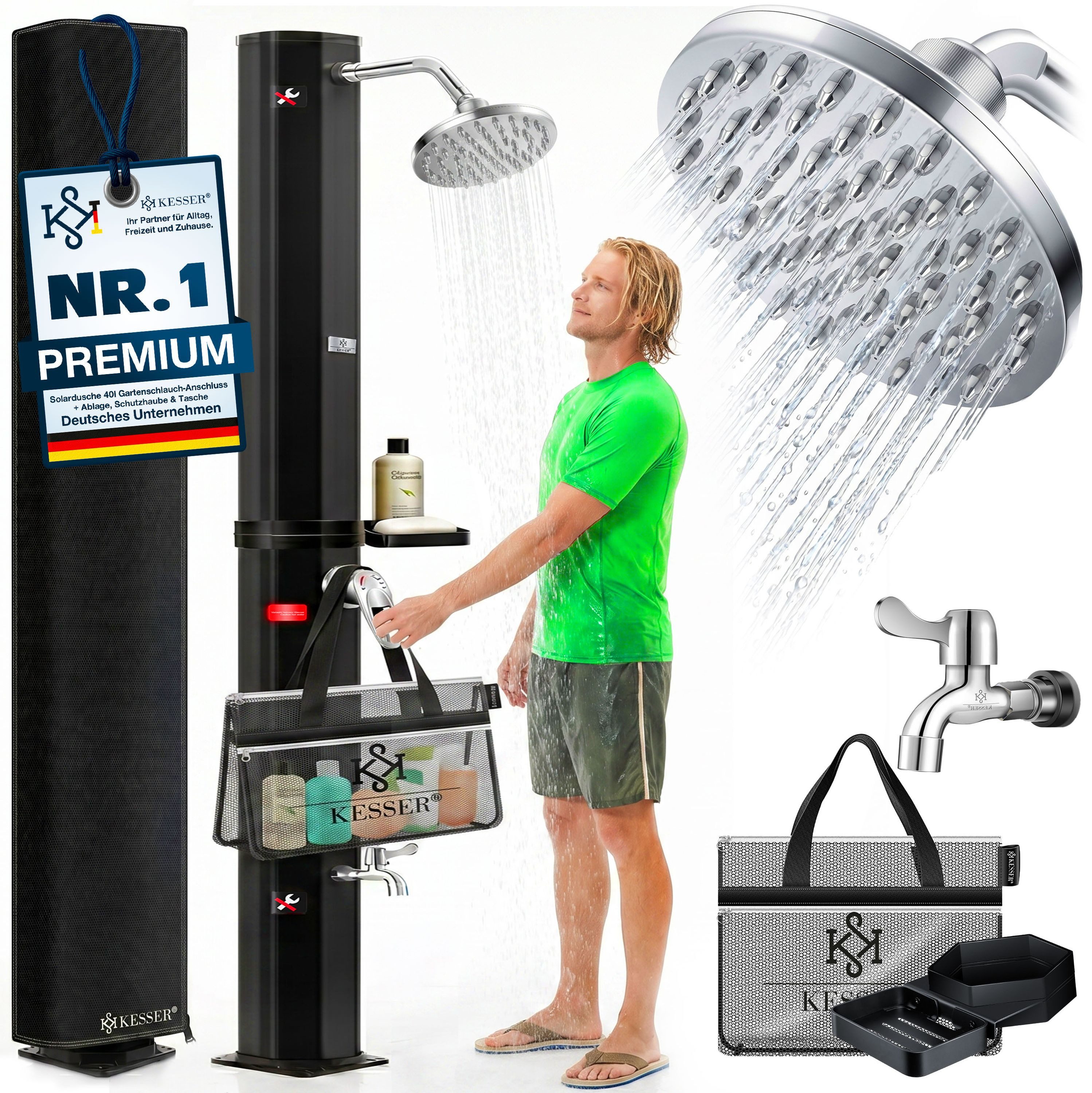 KESSER Solardusche, Solardusche 40- 60 Liter Solar Gartendusche warmes Wasser