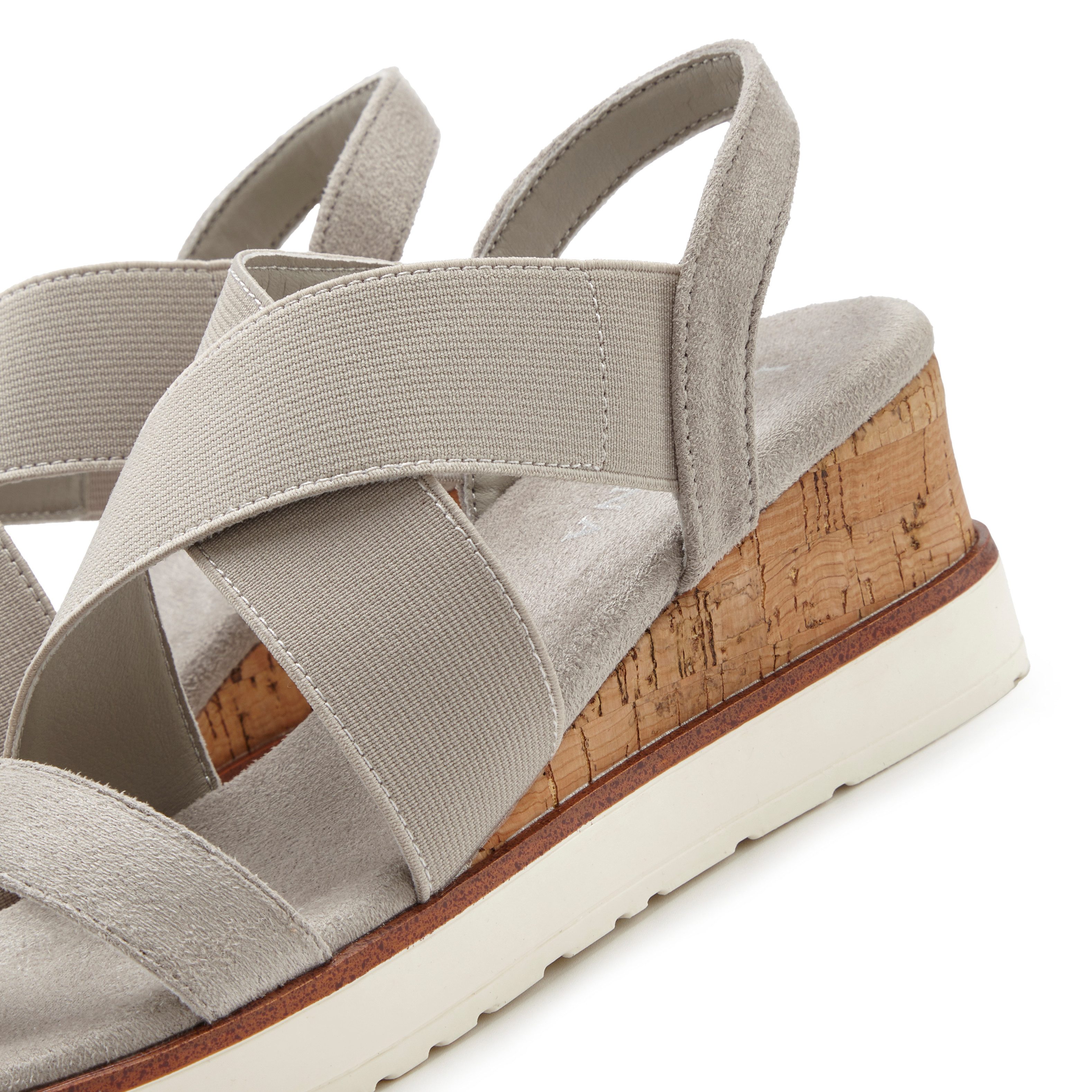LASCANA Sommerschuh, offener Schuh, Sandale, Keilsandalette, Sandalette mit elastischen Riemchen VEGAN
