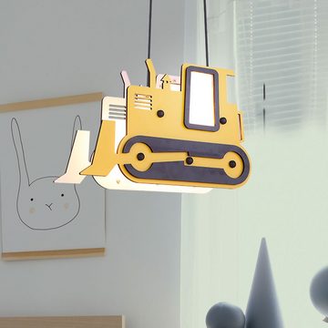 etc-shop LED Pendelleuchte, Leuchtmittel inklusive, Warmweiß, Kinder Hänge Leuchte Schubraupe Bagger Jungen Pendel Decken Lampe im