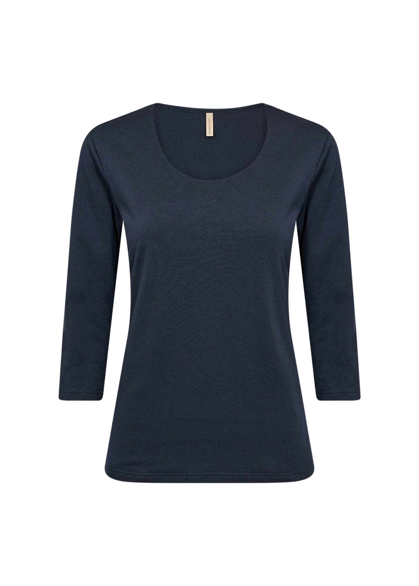 soyaconcept Rundhalsshirt SC-PYLLE 175 aus Baumwollmischung, figurumspielende Passform, 3/4-Ärmel, unifarben
