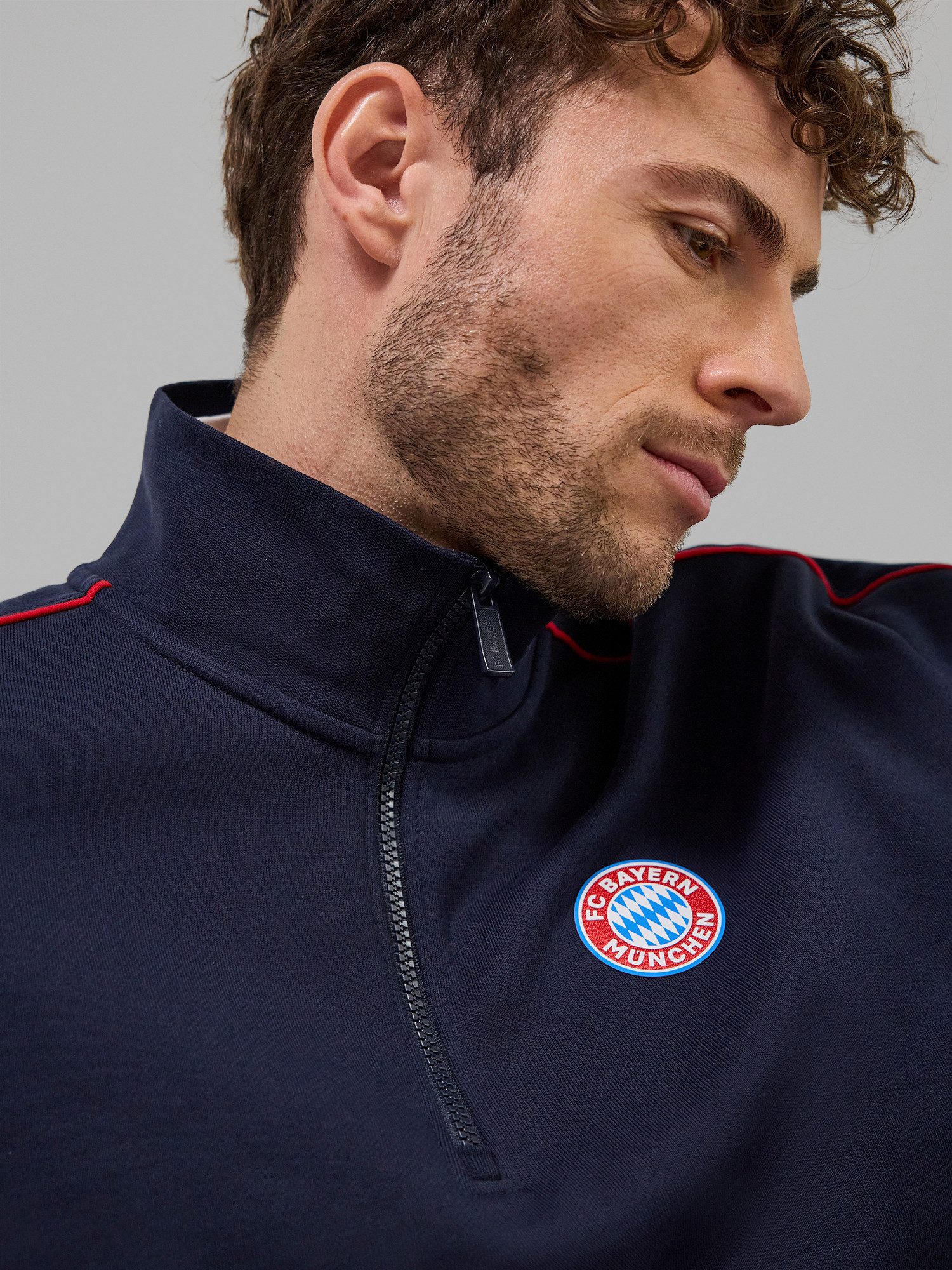 FC Bayern München Kapuzensweatjacke FC Bayern München, Half-Zip Pullover Essentials, Herren, Navy