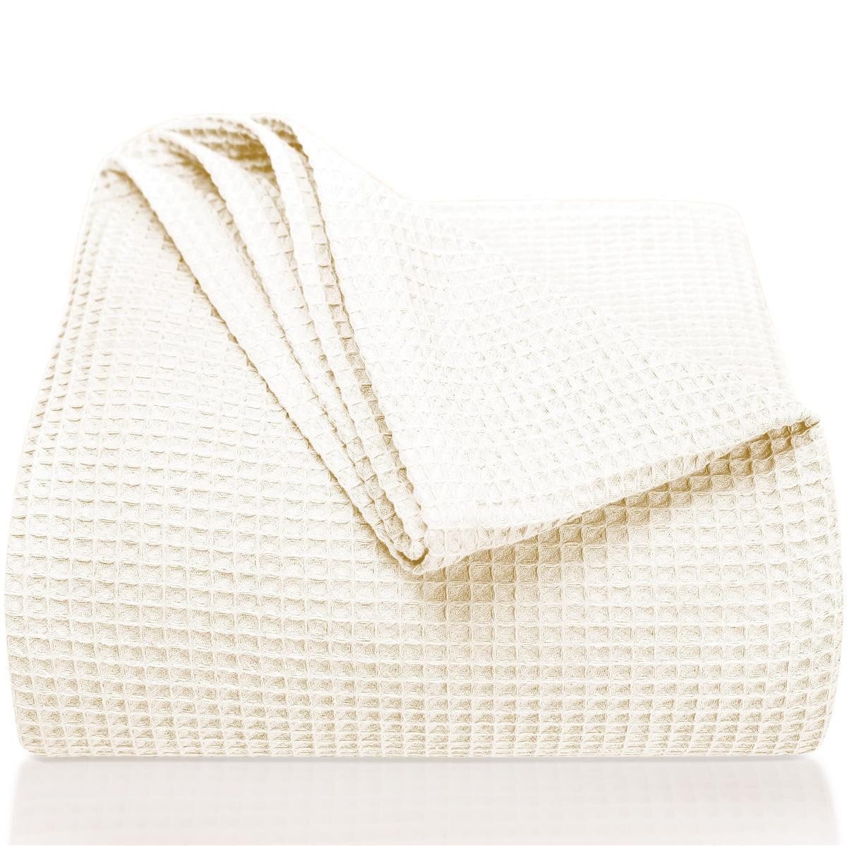 Laynenburg Tagesdecke Waffelpique aus 100% Baumwolle – Baumwolldecke, Kuscheldecke, Wohndecke als Sommerdecke, Bett-Überwurf, Couch-Überwurf, Sofa-Decke