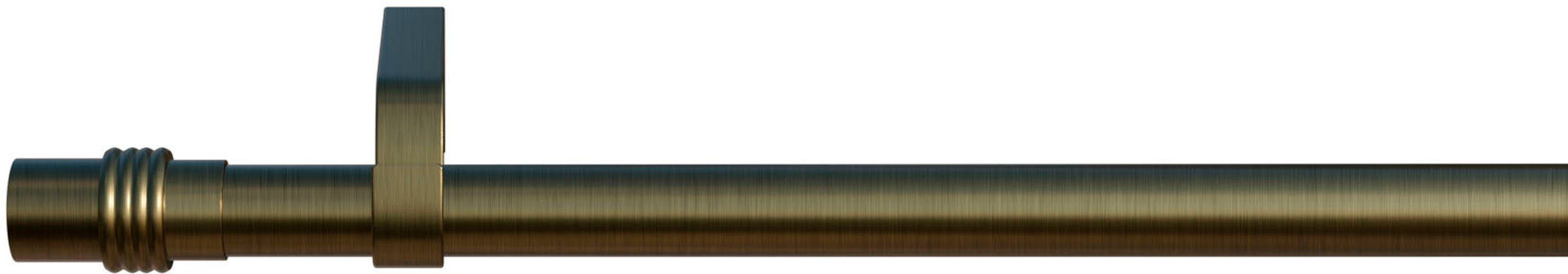 Ø 1-läufig, altmessingfarben mm, Bohren, indeko, Zylinder, mit 16 Eisen verschraubt, Wunschmaßlänge, Gardinenstange