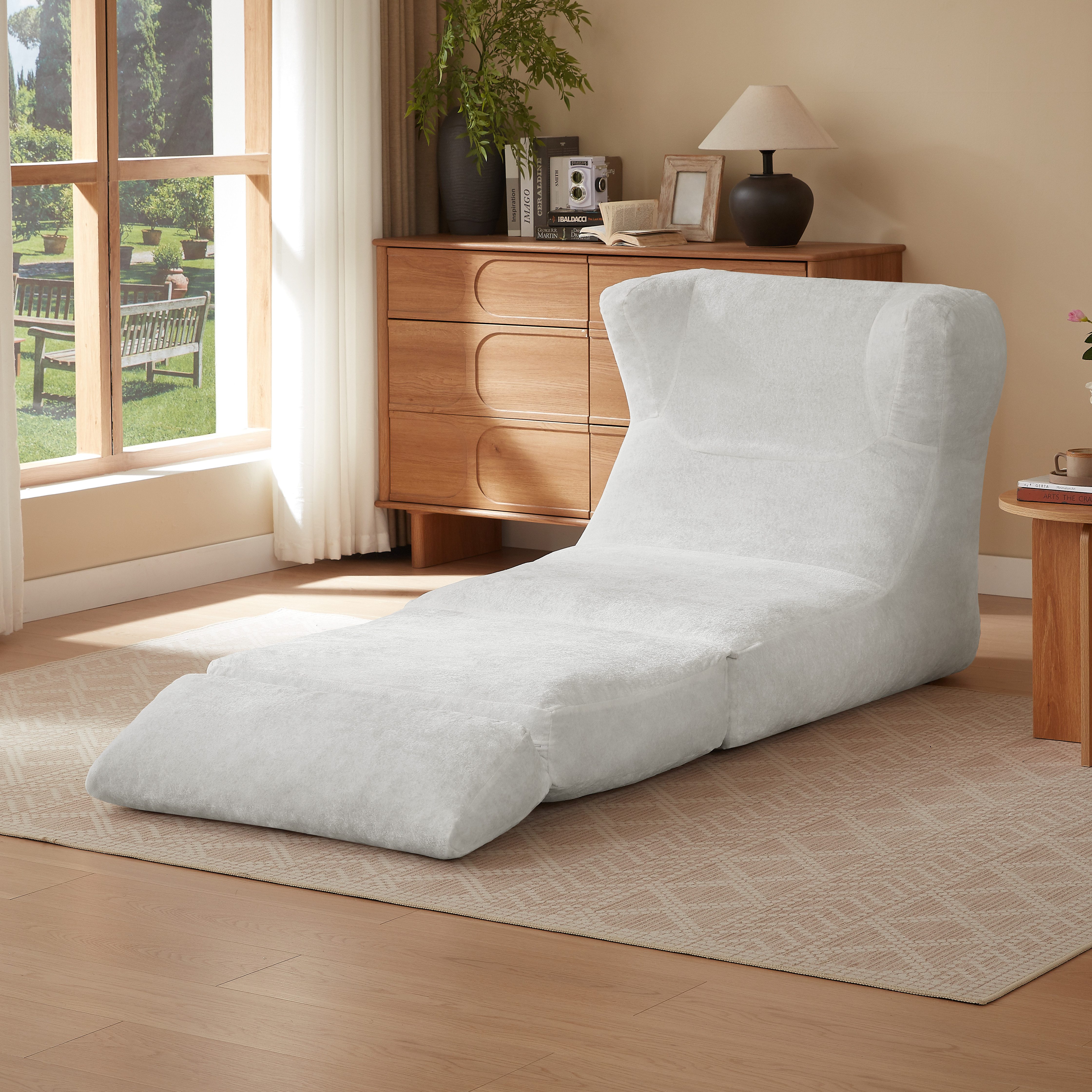 Odikalo Relaxliege Chenille-Relaxsessel mit Klappfunktion & schlaffunktion, einzigartiges Design, geeignet für Wohnzimmer und Schlafzimmer, kann von einem Einzelsessel in einen Liegestuhl umgewandelt werden