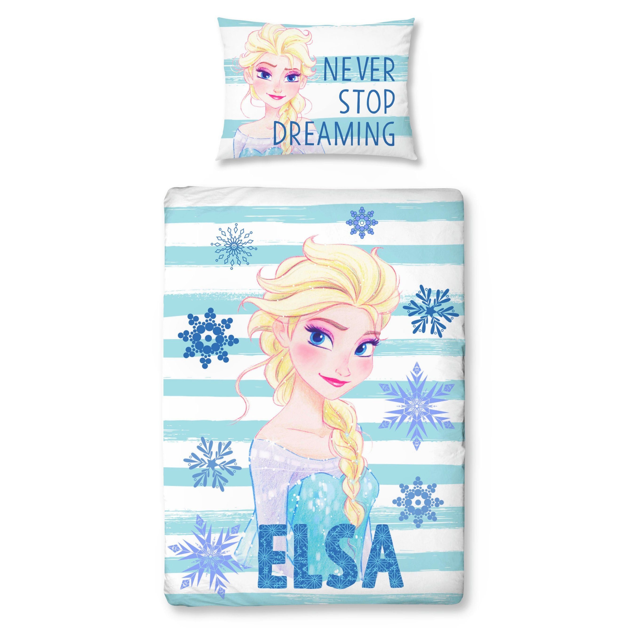Kinderbettwäsche »Elsa Disney ' s Eiskönigin Bettwäsche 100x135 + 40x60 cm  2 tlg., 100 % Baumwolle in Biber, Frozen Kinderbettwäsche für Mädchen in  türkis«, MTOnlinehandel online kaufen | OTTO