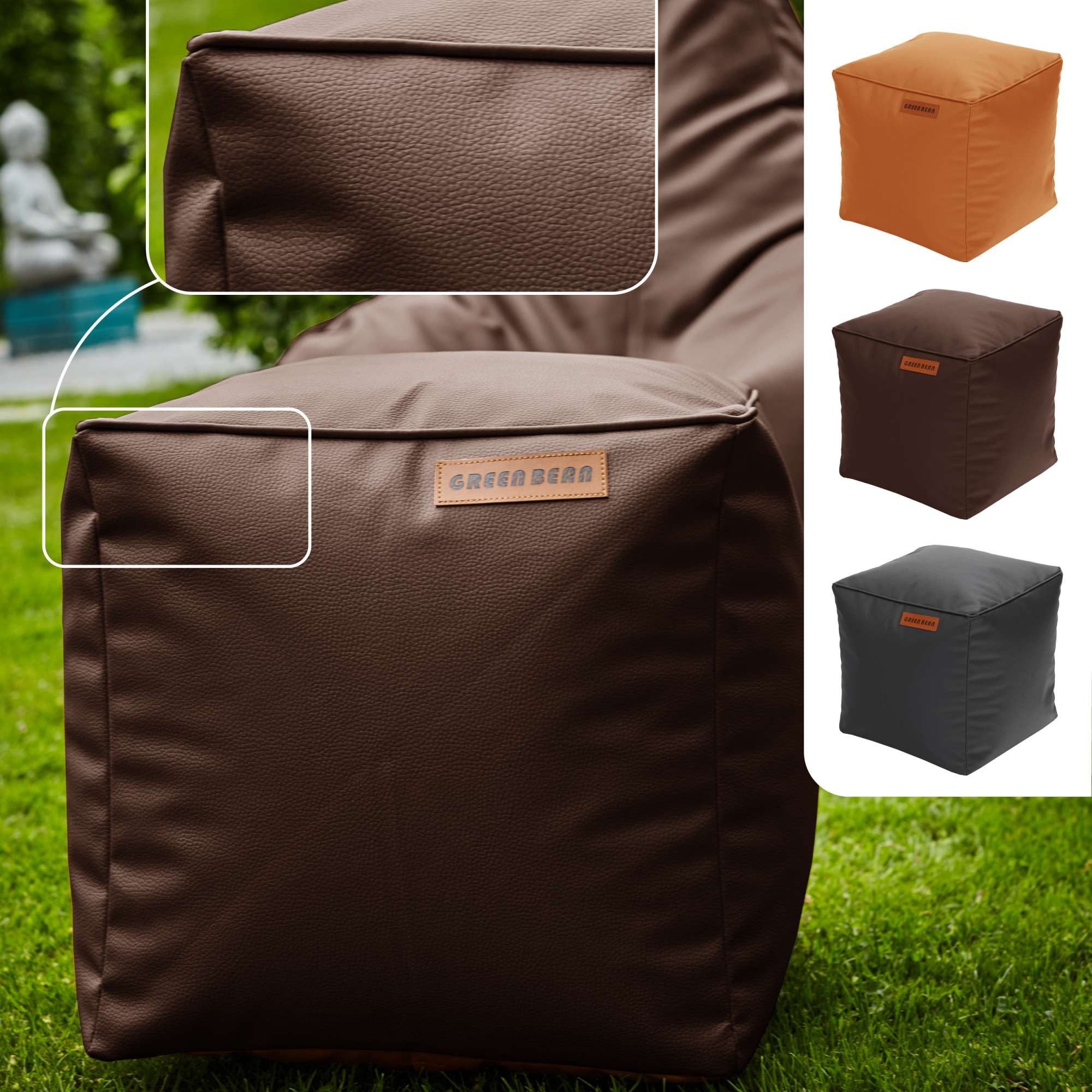 Green Bean Pouf Sitzsack-Hocker Kunstleder Cube eckig (40x40x40cm EPS Perle günstig online kaufen