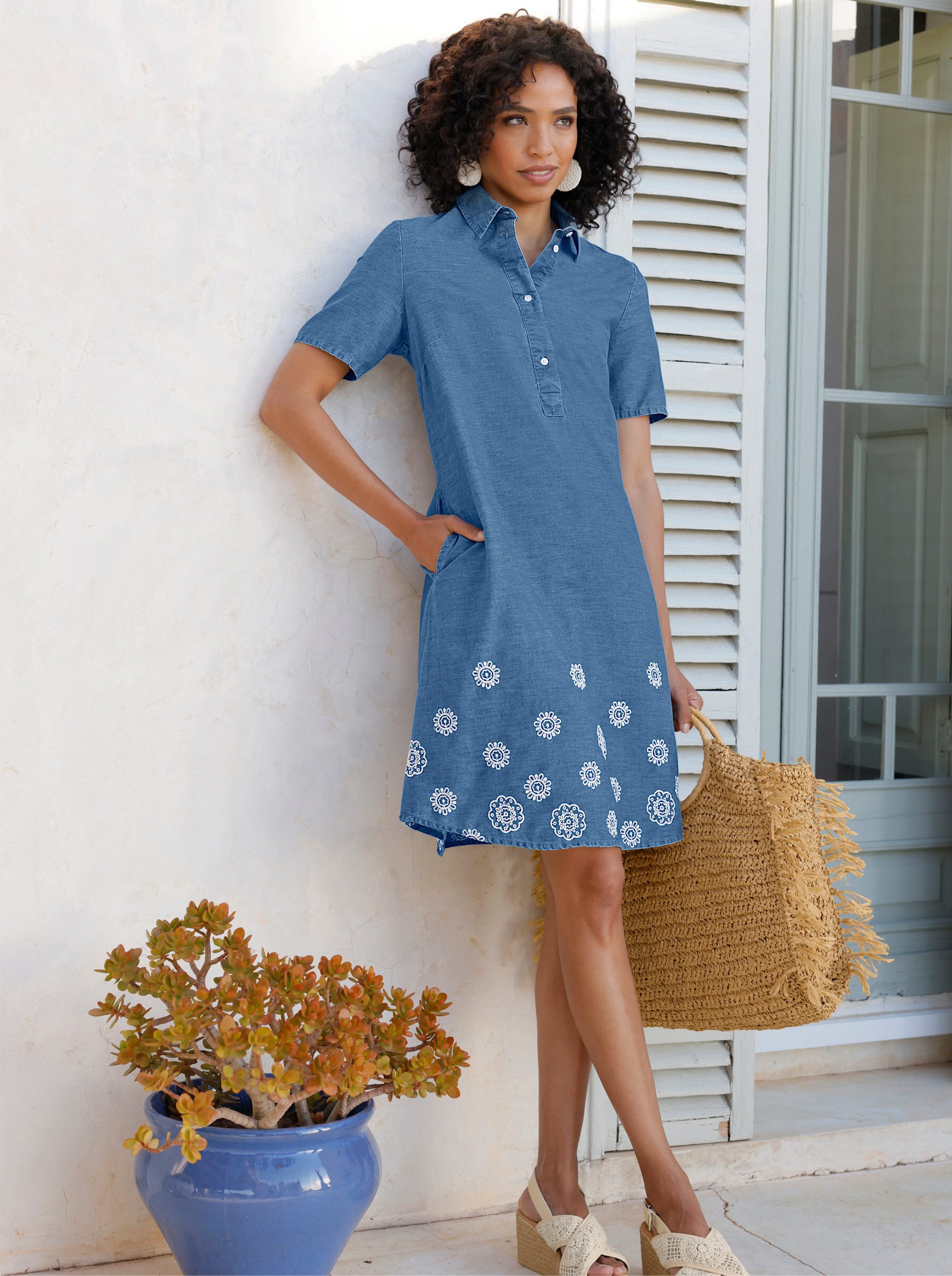 heine Etuikleid Jeans-Kleid Kurzarm