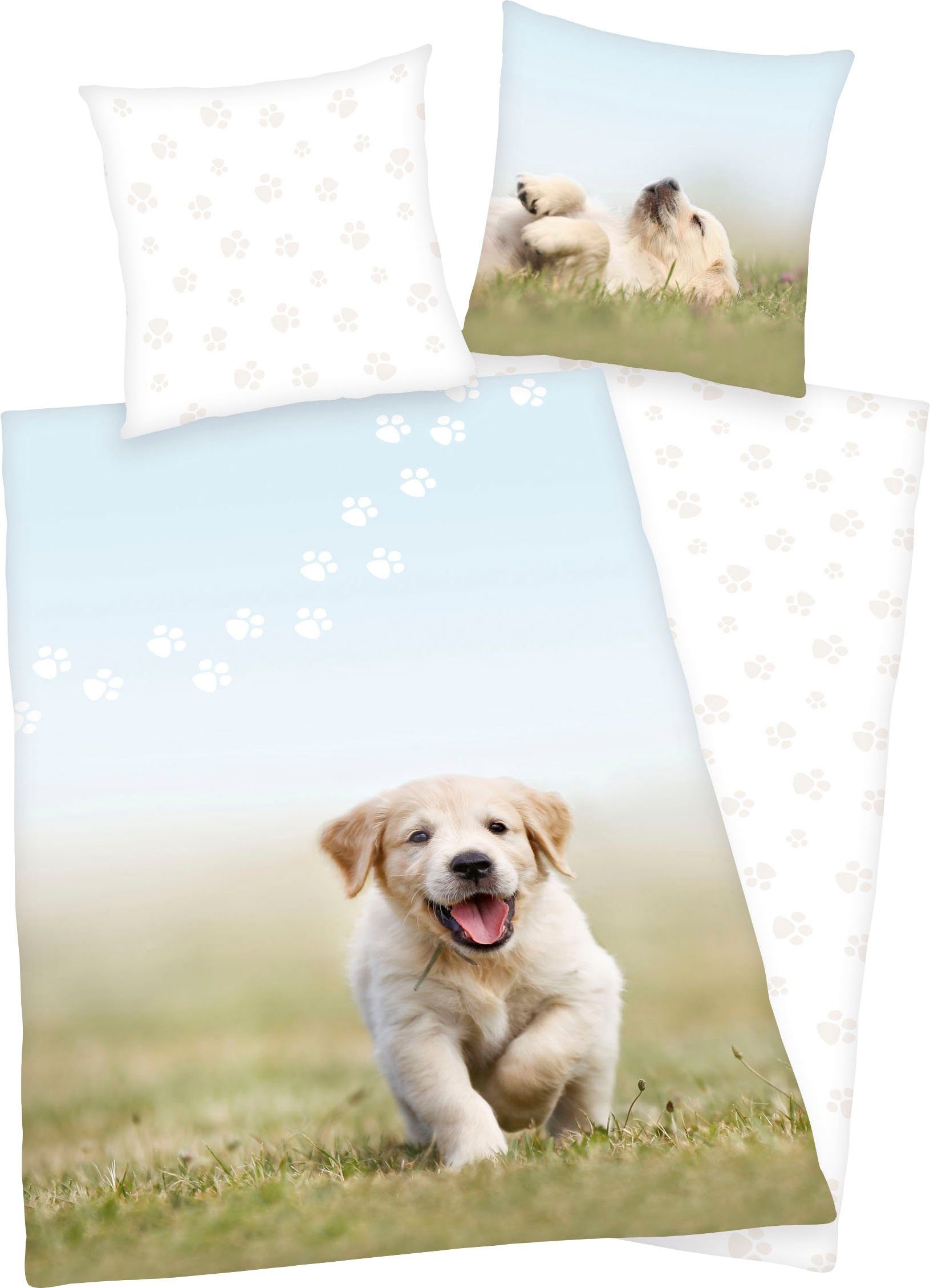 Herding Young Collection Kinderbettwäsche Welpe, Flanell, mit niedlichem Hund