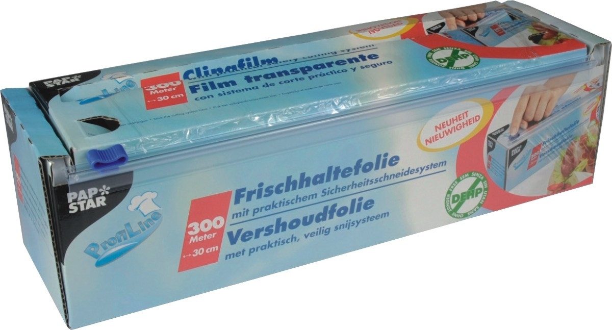PAPSTAR Geschirr-Set Frischhaltefolie 30cmx300m PVC transparent (6 Stück)