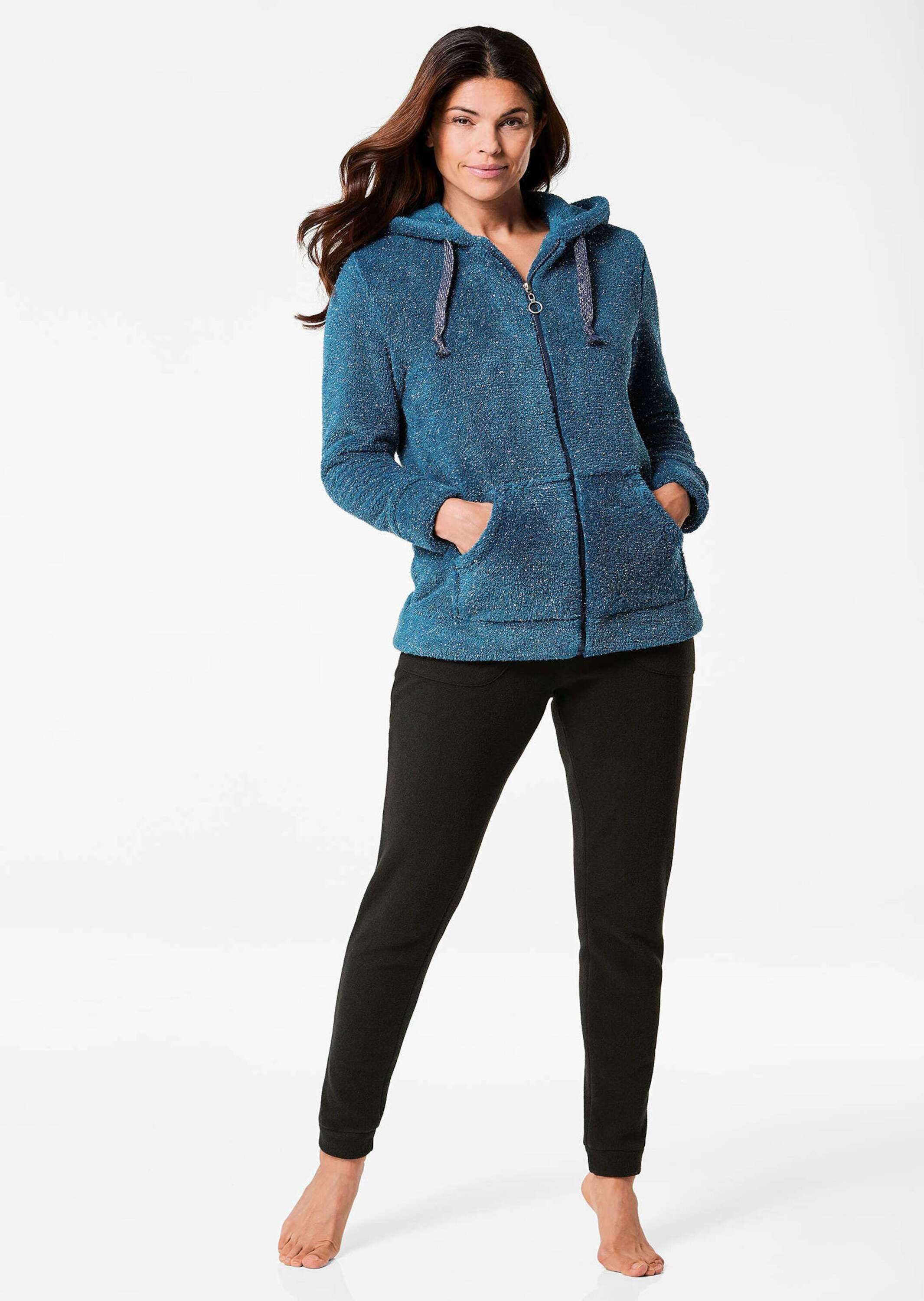 GOLDNER Strickjacke Flausch-Freizeitjacke in Blousonform Sweatjacke mit Kap günstig online kaufen