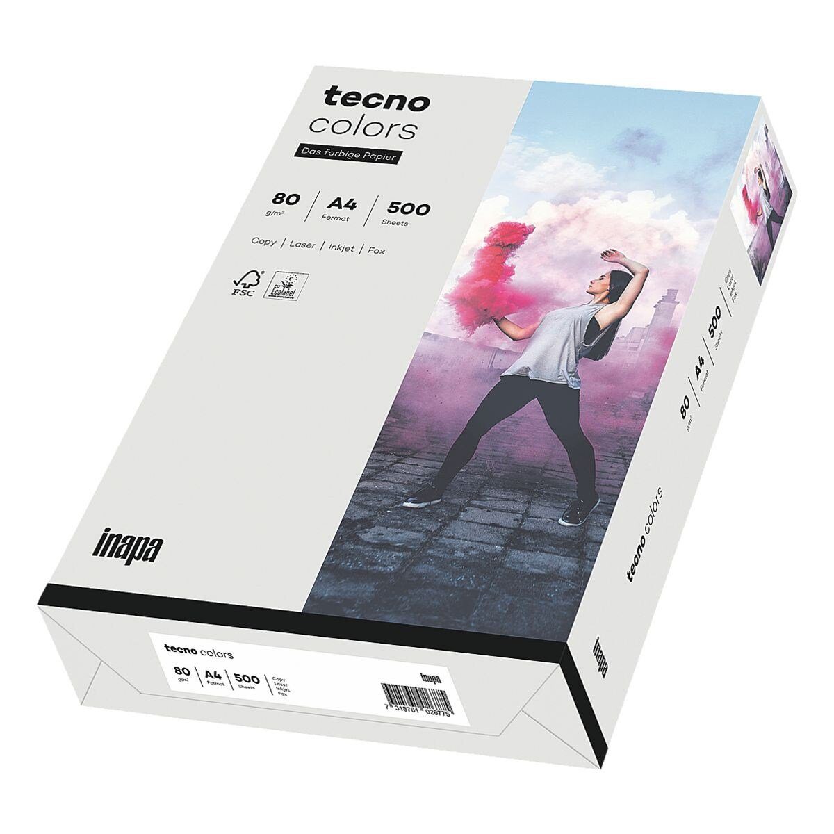 Inapa tecno Druckerpapier Rainbow / tecno Colors, Pastellfarben, Format DIN A4, 80 g/m², 500 Blatt