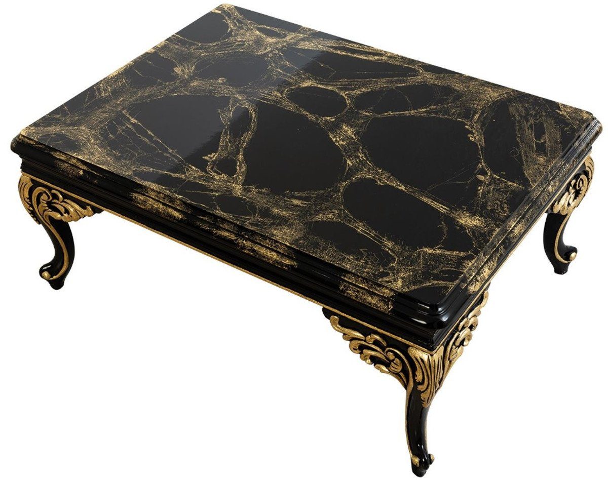 Casa Padrino Couchtisch Luxus Barock Couchtisch Schwarz / Gold 110 x 84 x H. 48 cm - Prunkvoller Wohnzimmertisch - Möbel im Barockstil | Couchtische