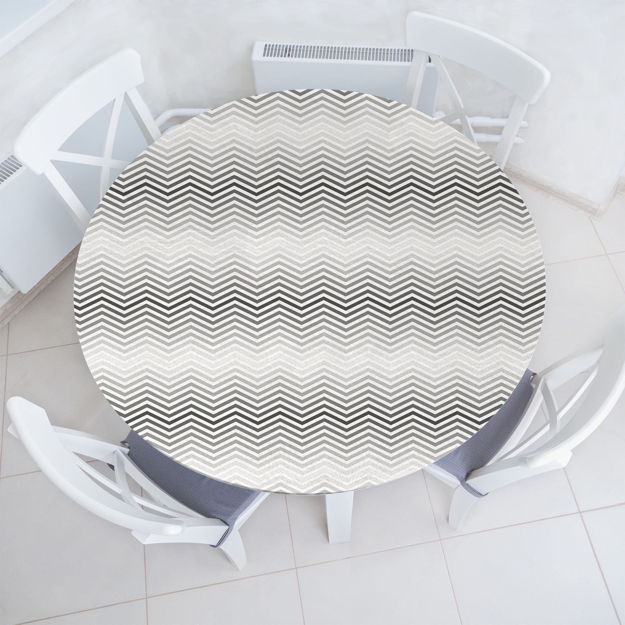 Abakuhaus Tischdecke Rundum-elastische Stofftischdecke, grau Chevron symmetrische Geometric