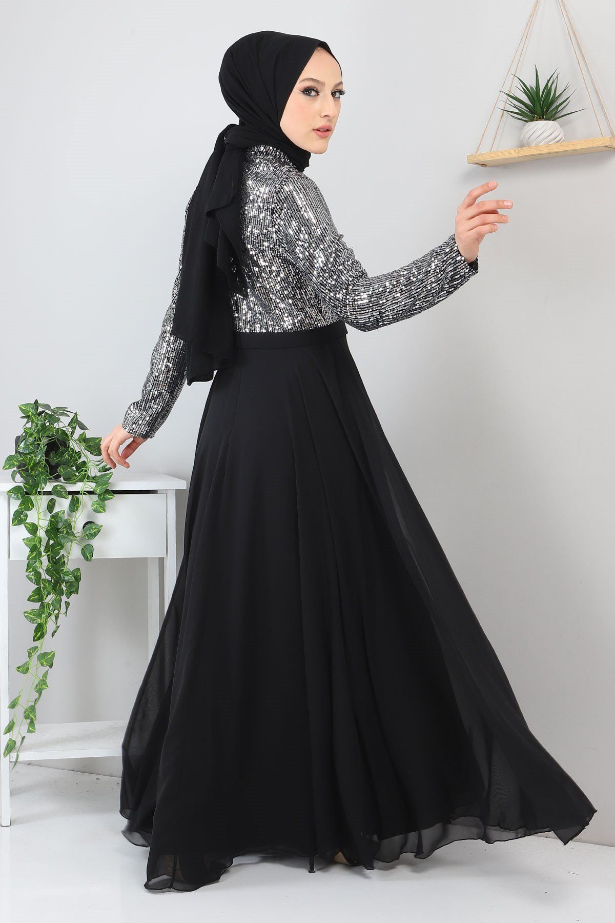 MODAMİHRAM Midikleid Chiffon Abendkleid mit Rüschen - Elbise