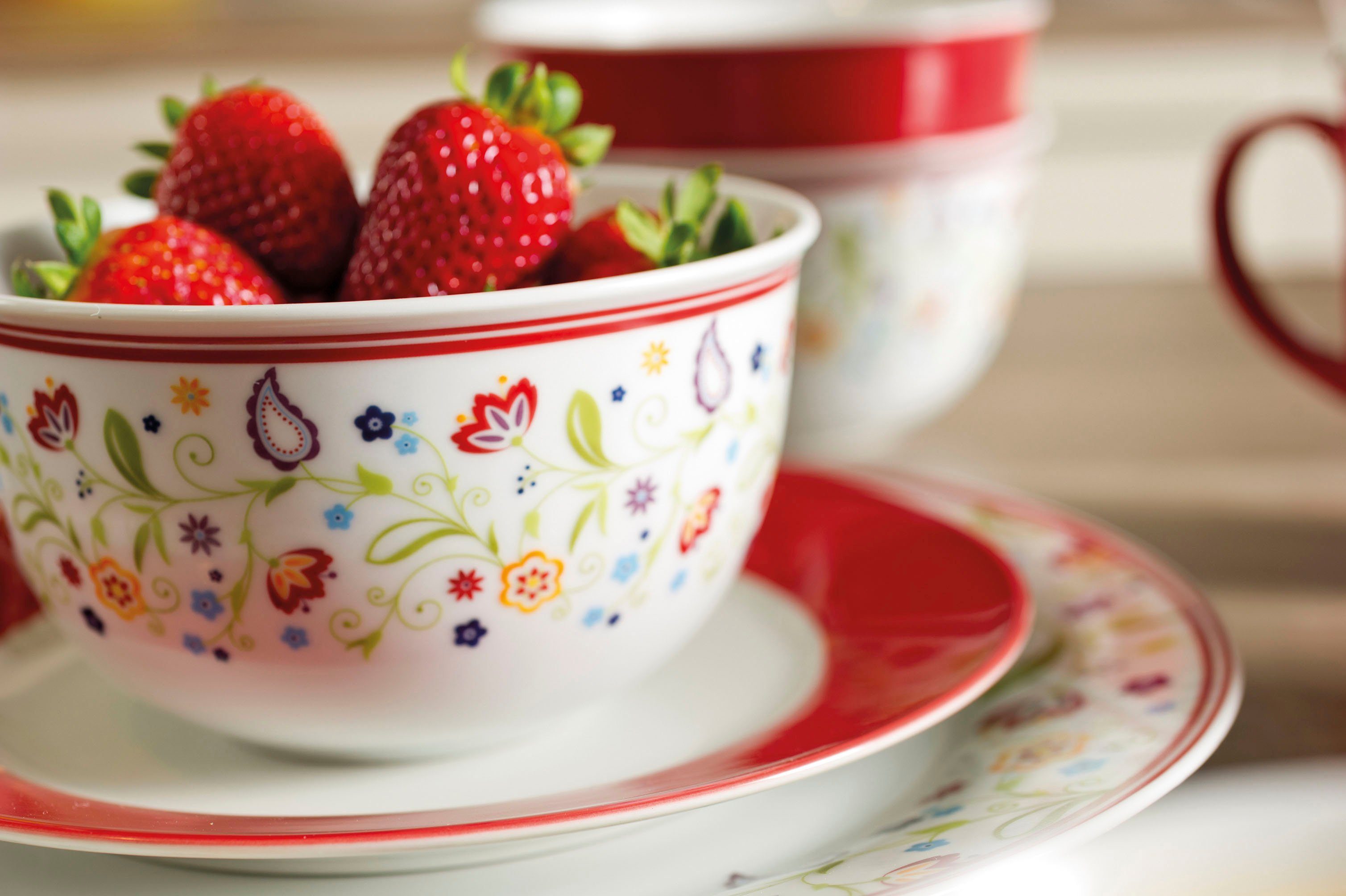 Ritzenhoff & Breker Müslischale Doppio Shanti, Porzellan, (Set, 6-tlg), Geschirr-Set, Paisley-Blüten-Dekor