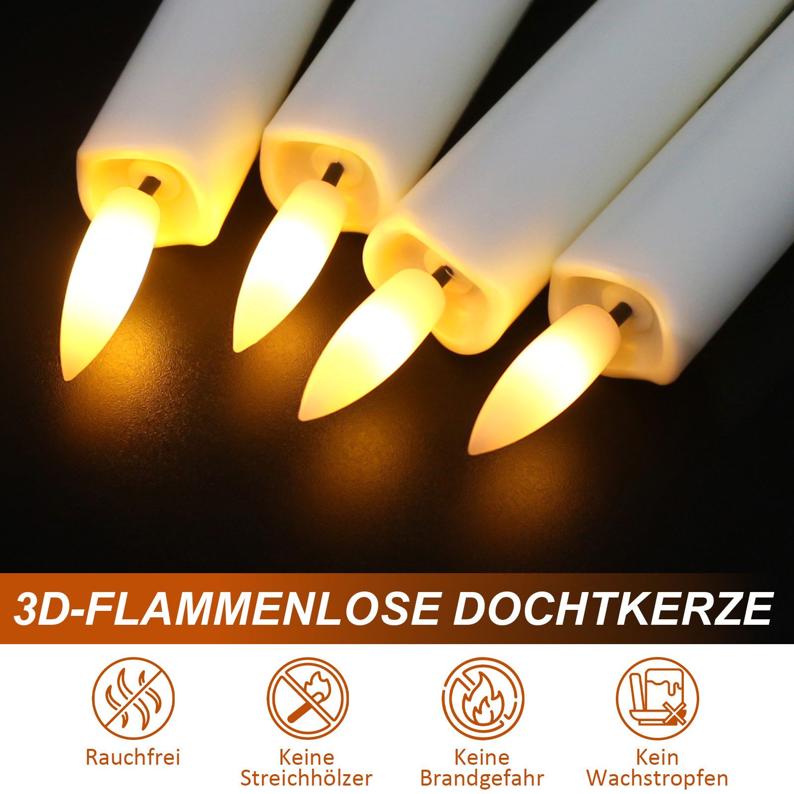 OZAVO LED-Kerze K-TZ06 6/12pcs LED Stabkerzen mit Fernbedienungs und Timer, Zwei Modi und Dimmbar, Warmweiße Flammenlose Tischkerzen Dekorative Kerzen, Timerfun – Bild 4 von 5