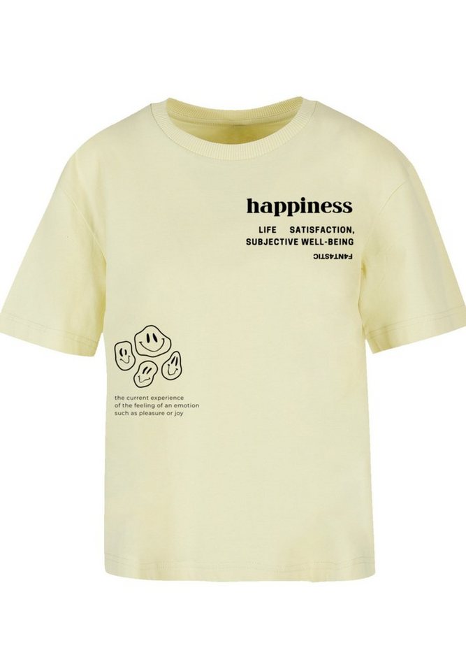 F4NT4STIC T-Shirt happiness Print, Gerippter Rundhalsausschnitt für  stylischen Look