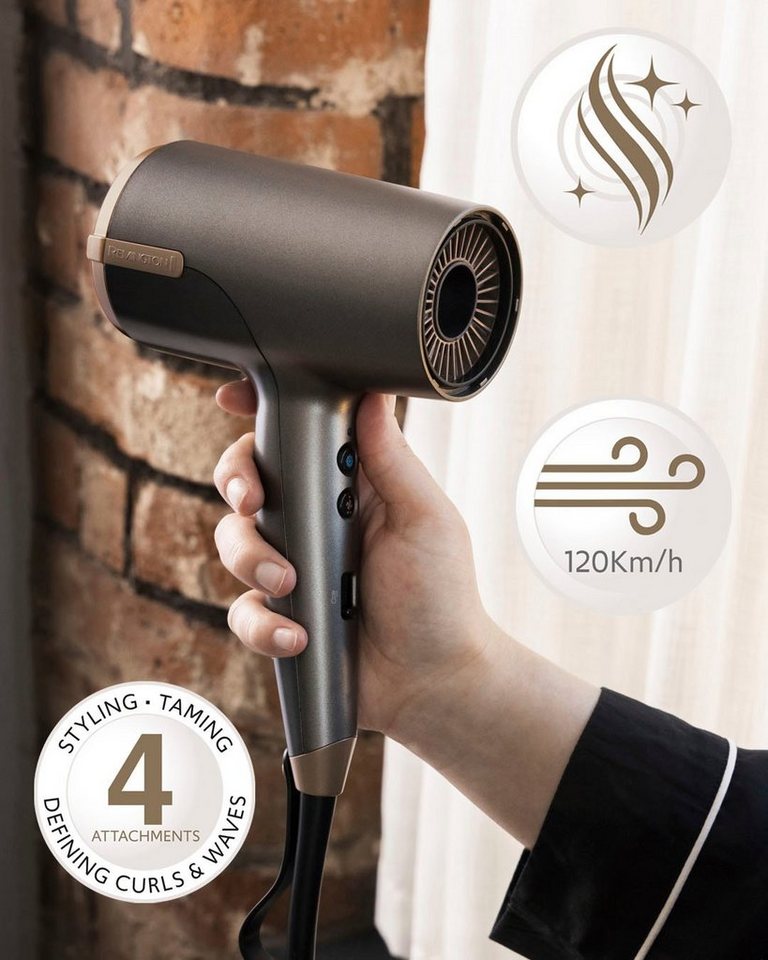 Remington Haartrockner D6077 ONE Dry & Style Hairdryer, 2000 W, 120 km/h  Luftstrom, 4 Aufsätze, 8 Heiz-& Geschwindigkeitskombinationen